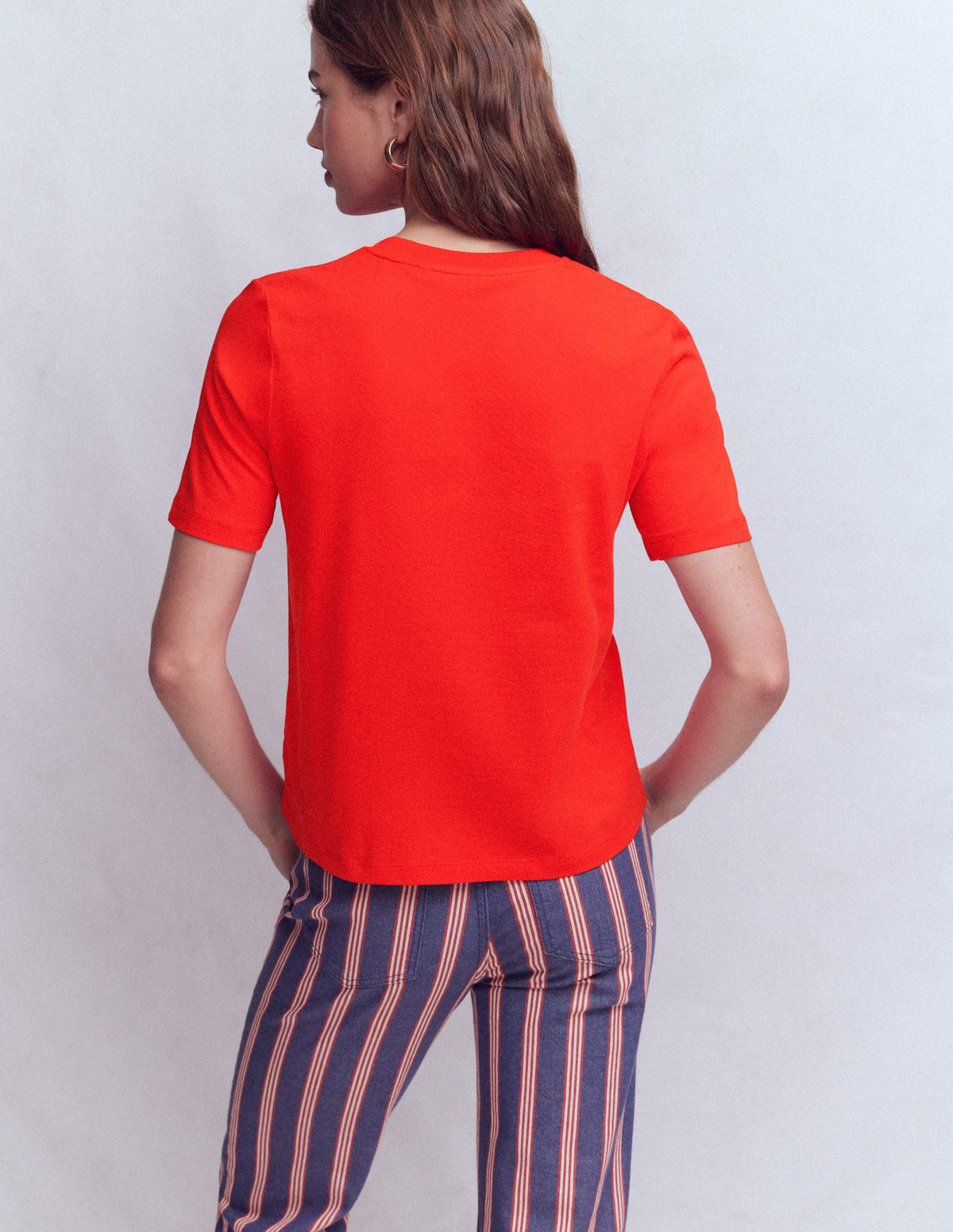 Baumwoll-T-Shirt mit Rundhalsausschnitt-ROT-3