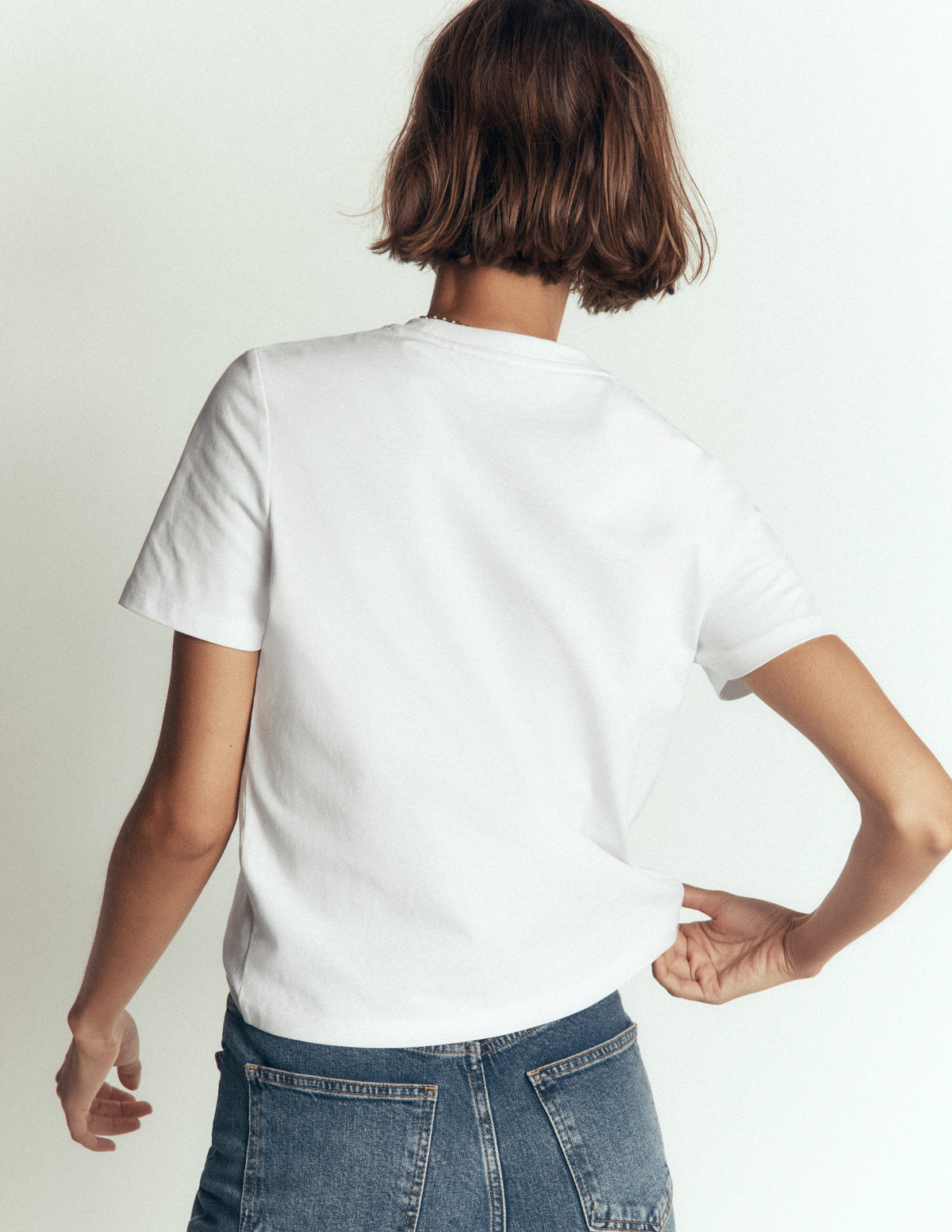 Baumwoll-T-Shirt mit Rundhalsausschnitt-Weiß-3