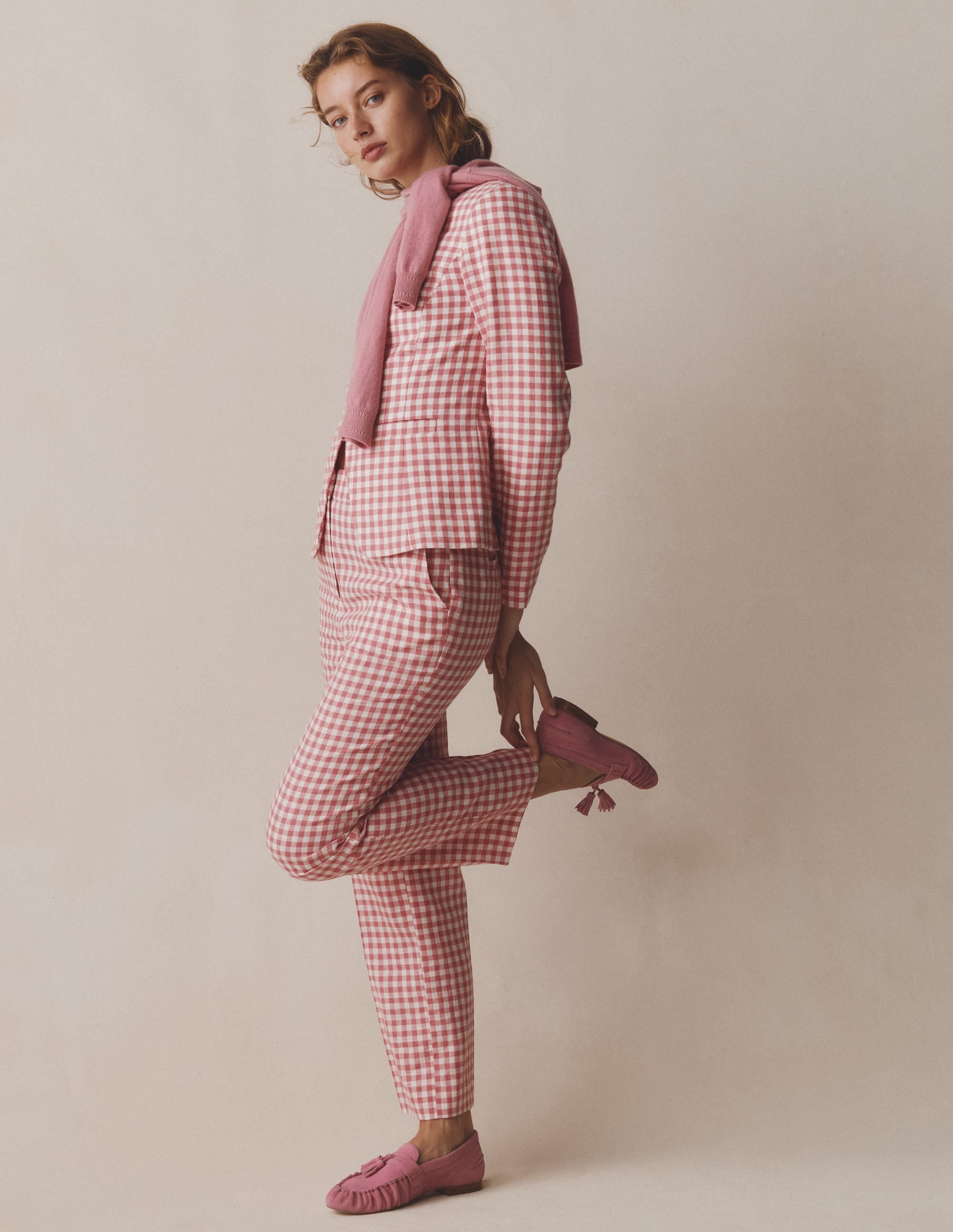 Hampstead Leinenblazer-Vintage-Rosa Vichykaro - Image 6