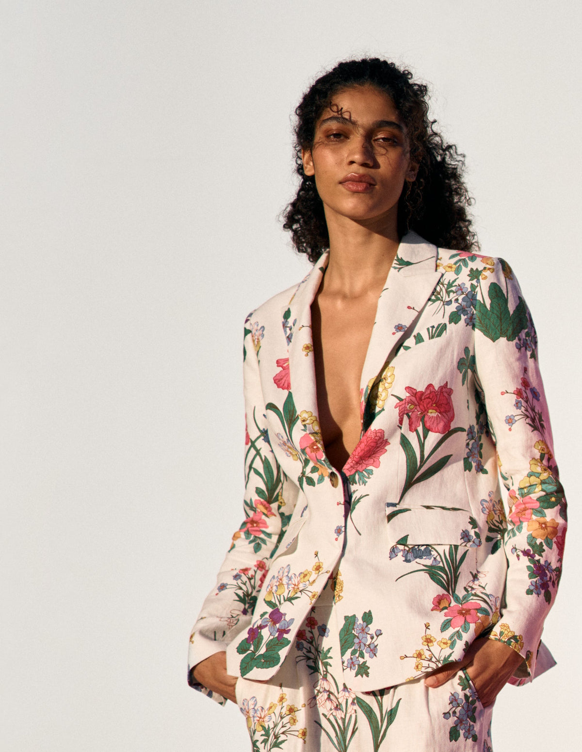 Woodbridge Leinenblazer-Naturweiß, Zarte Blüten-6