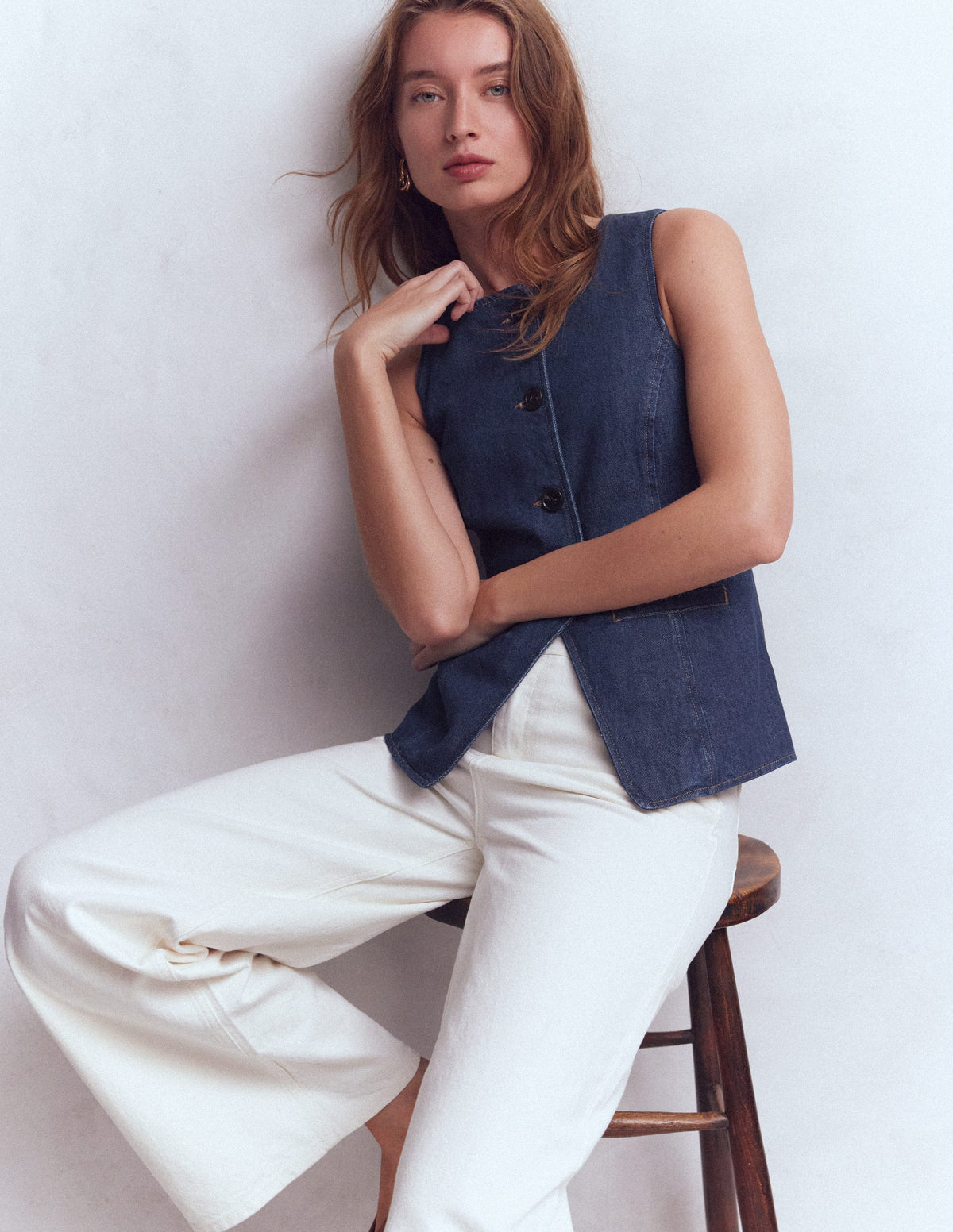 Jeansweste-Indigoblau, Denim-1