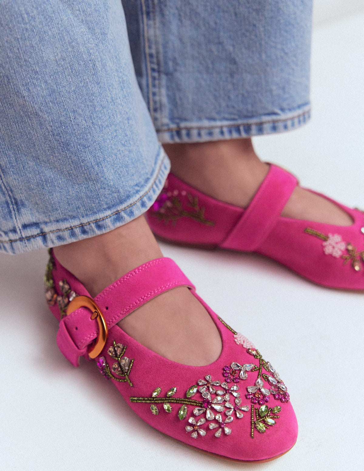 Kylie Flache Mary Janes mit Schnalle-Verziert Rosa - Image 2