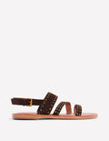 Asymmetrische Sandalen-Bitterschokolade