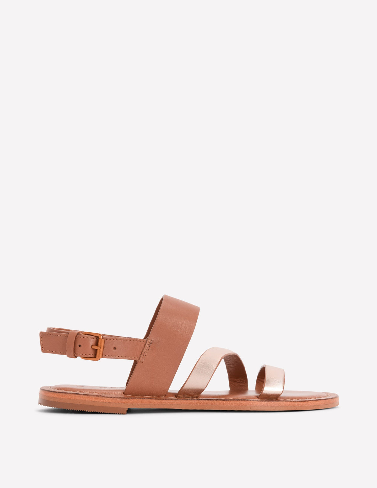 Sandales asymétriques-Fauve/doré - Image 1