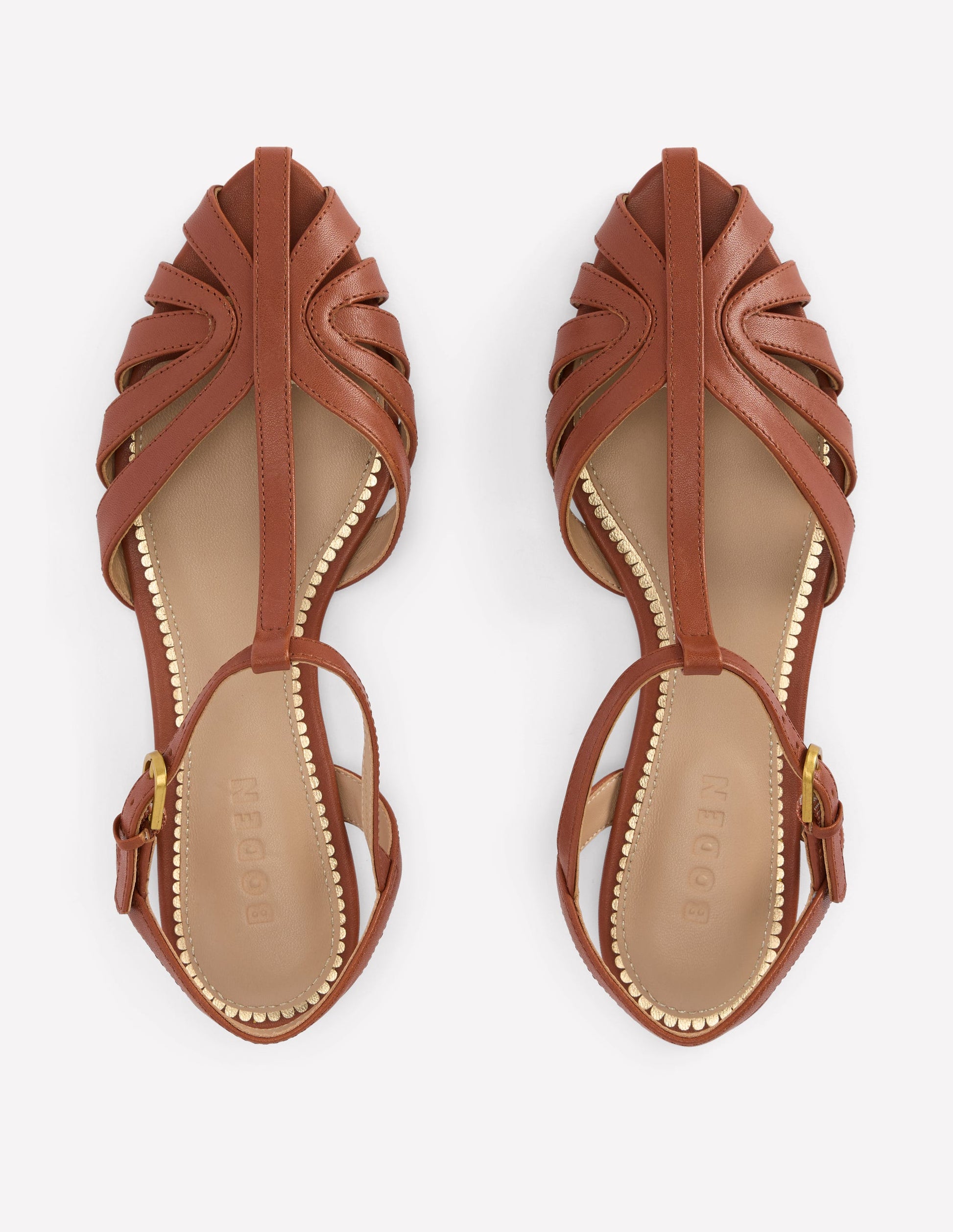 Flache Sandalen mit Gitterdesign-Hellbraun-5