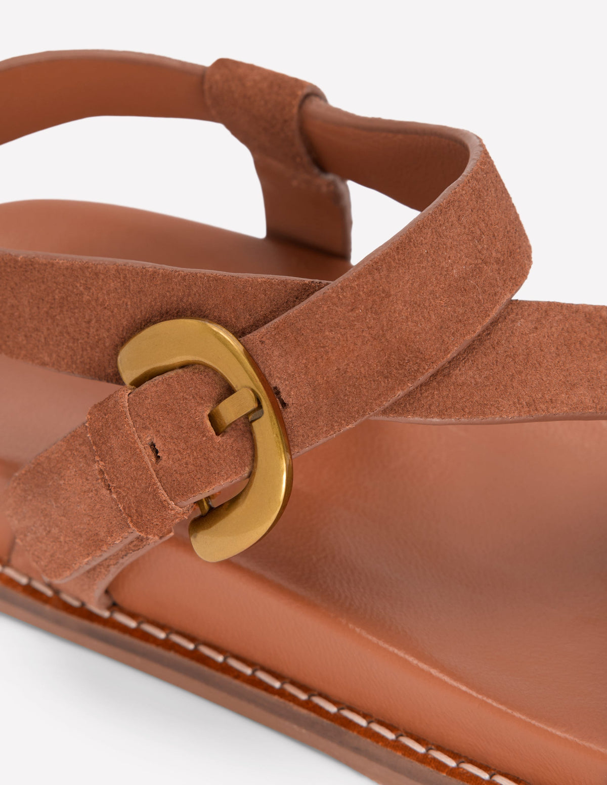 Asymmetrische Sandalen mit breitem Absatz-Hellbraun Wildleder - Image 4