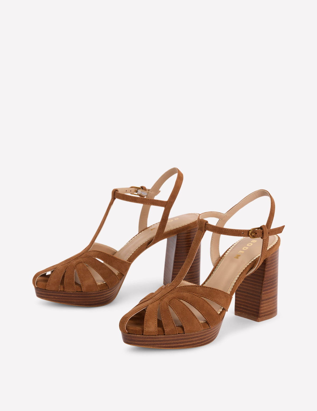 Plateau-Sandalen mit Gitterdesign-Hellbraun - Image 3