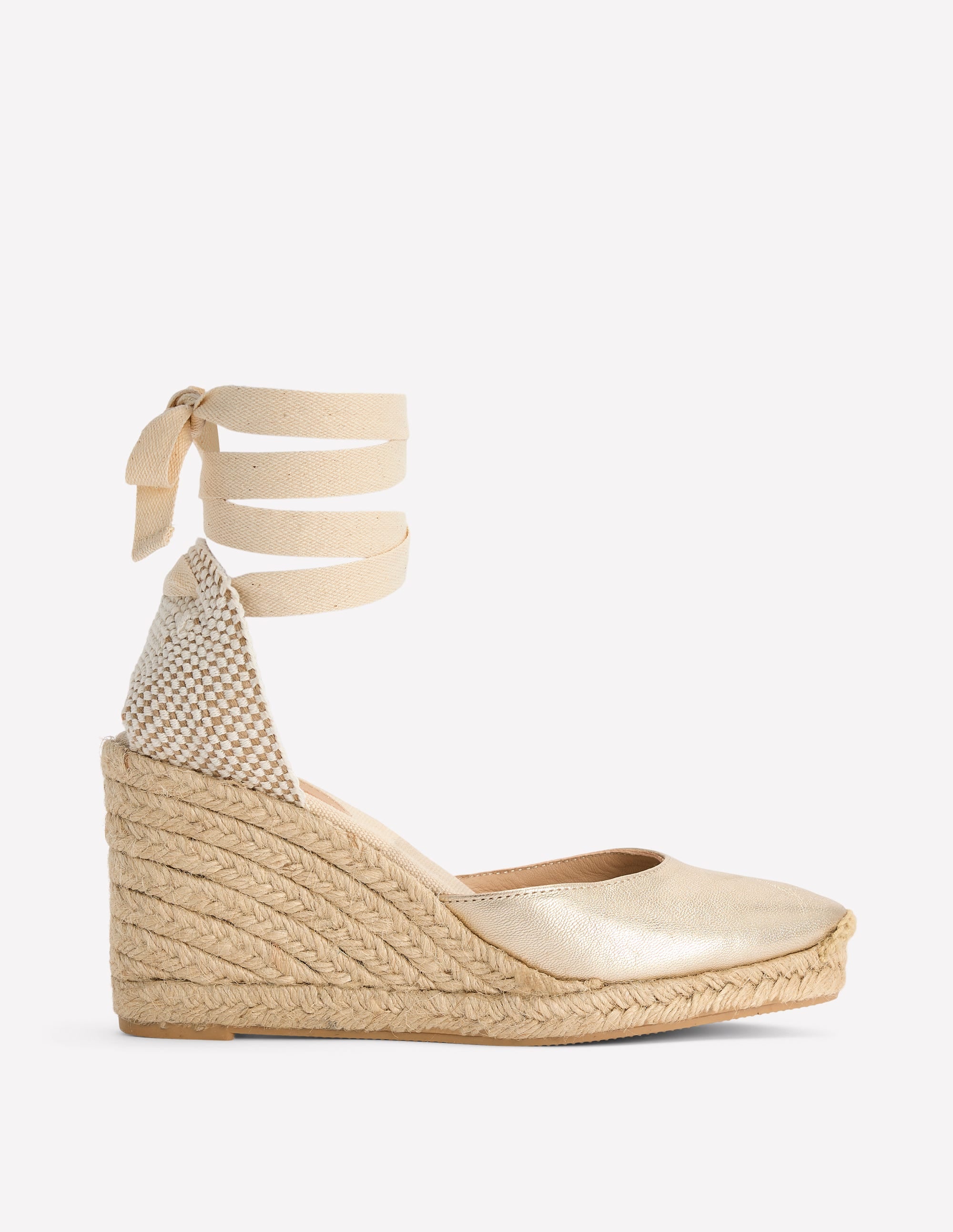 Cassie High Wedge Espadrille-Gold - Image 1