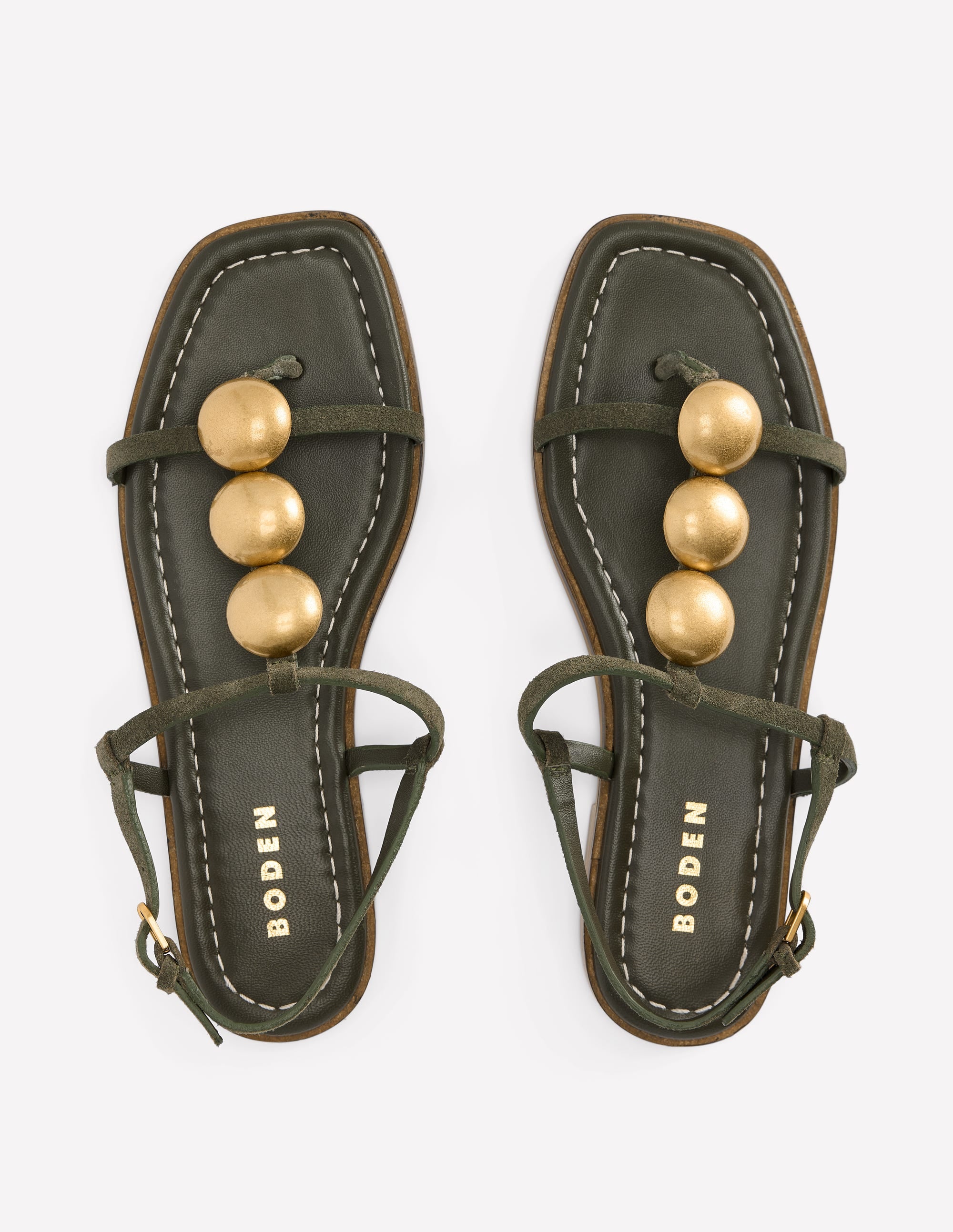 Sandales plates à disques-Vert olive profond - Image 5