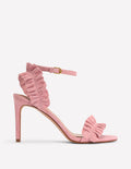 Absatzsandalen mit Faltendetail-Mandelblütenrosa