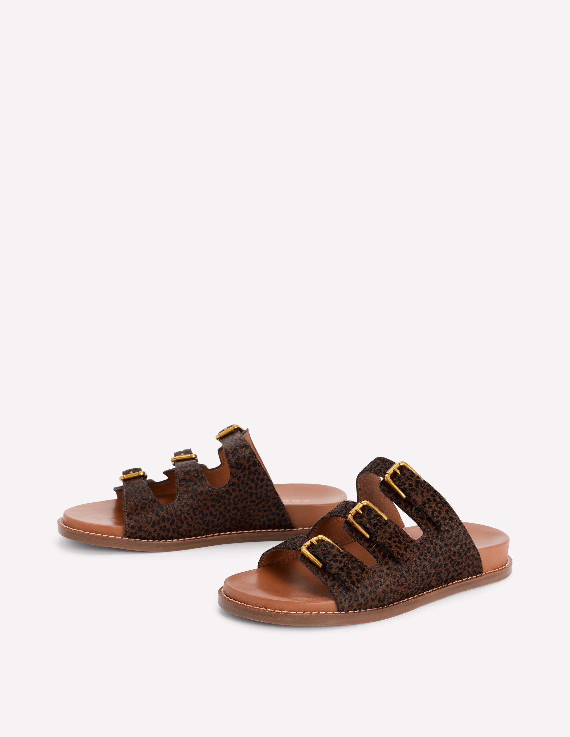 Sandalen mit drei Riemen und Fußbett-Mohair, Leopardenmuster - Image 5