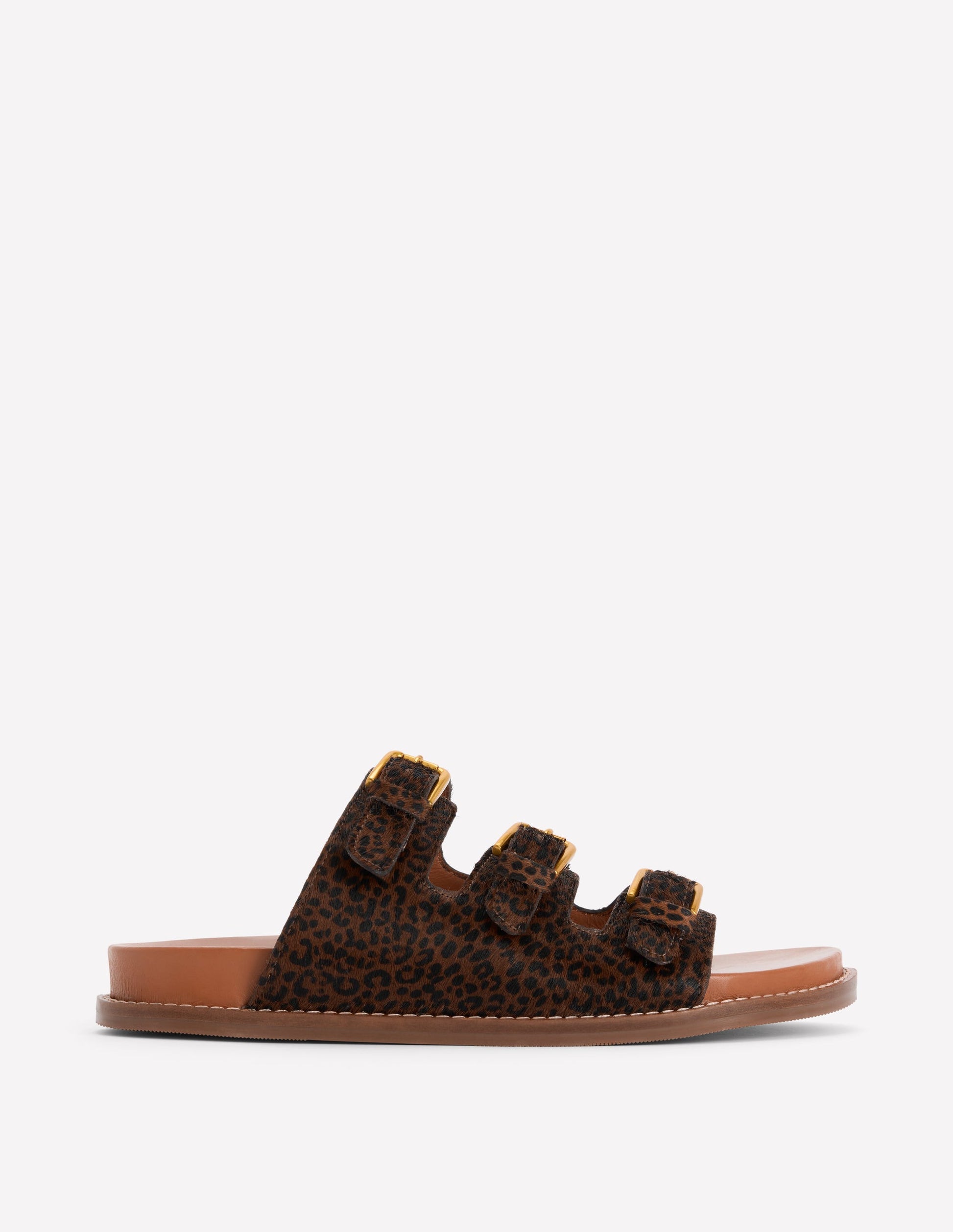 Sandalen mit drei Riemen und Fußbett-Mohair, Leopardenmuster-1