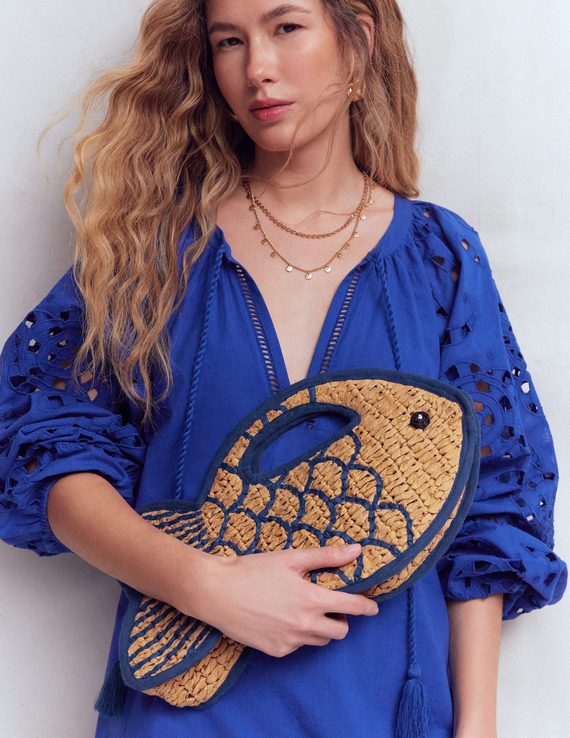 Originelle Fisch-Clutch-Naturbelassen/Leuchtendes Blau-2