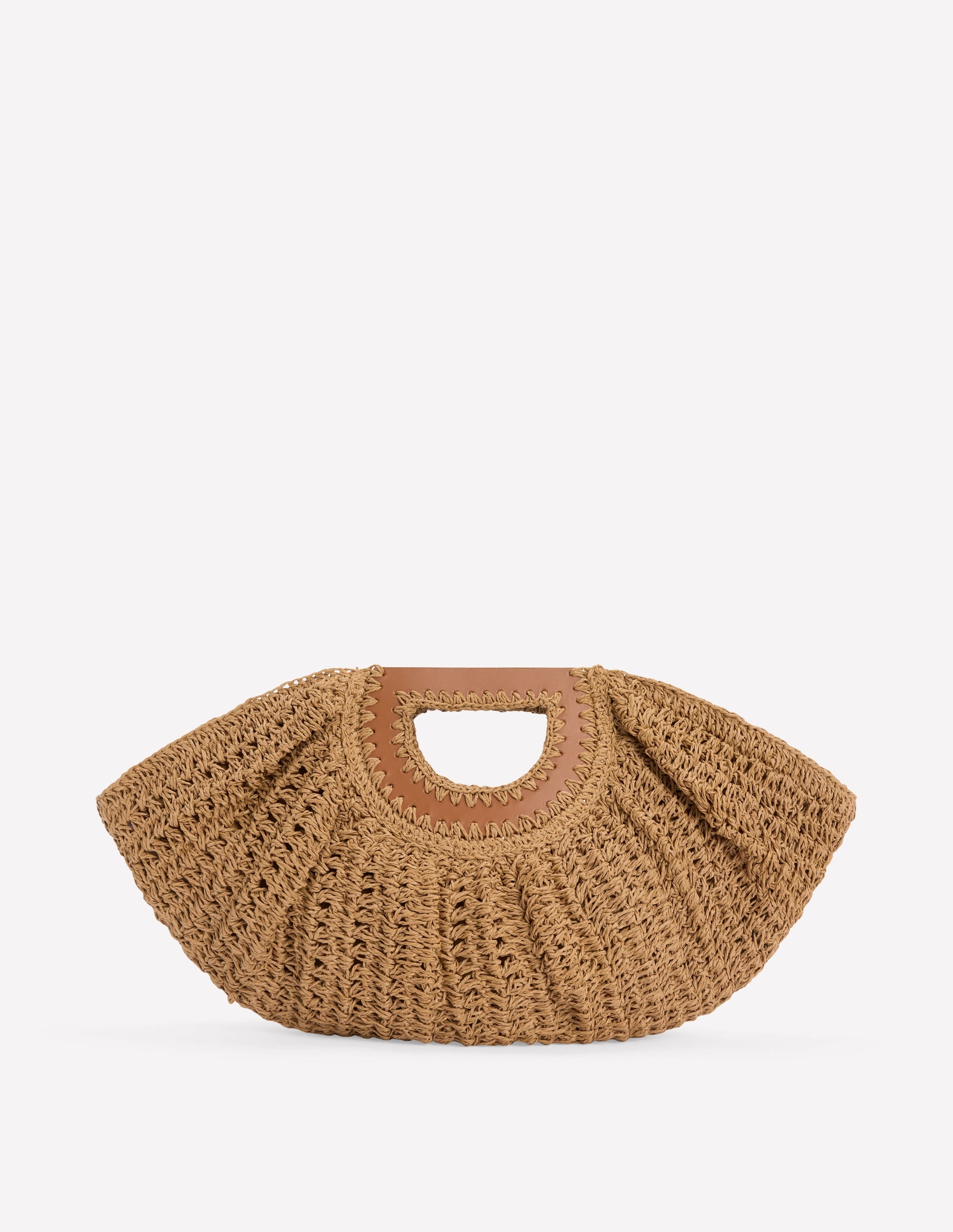 Raffia Moon Clutch-Natural Raffia - Image 1