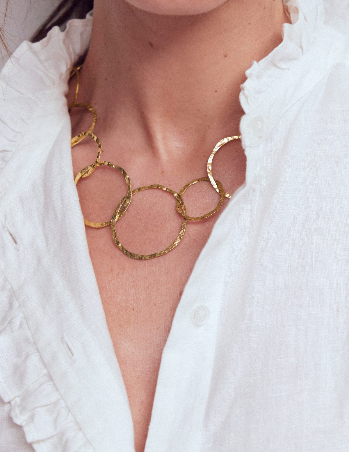 Statement Circle Necklace-Gold Colour-3