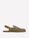 Pantoletten-Slingbacks-Dunkles Olivgrün