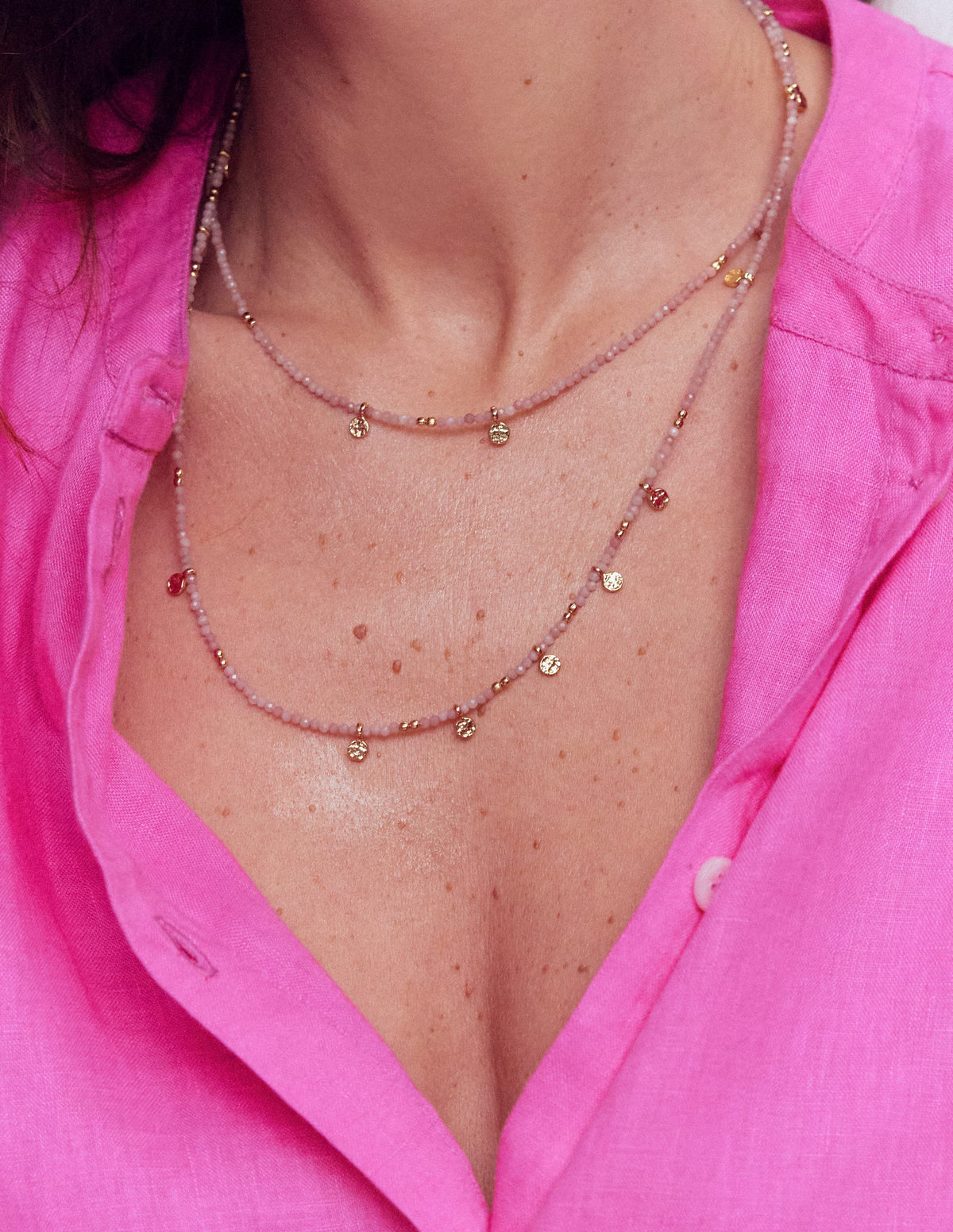 Zweireihige Perlenkette-ROSA - Image 2
