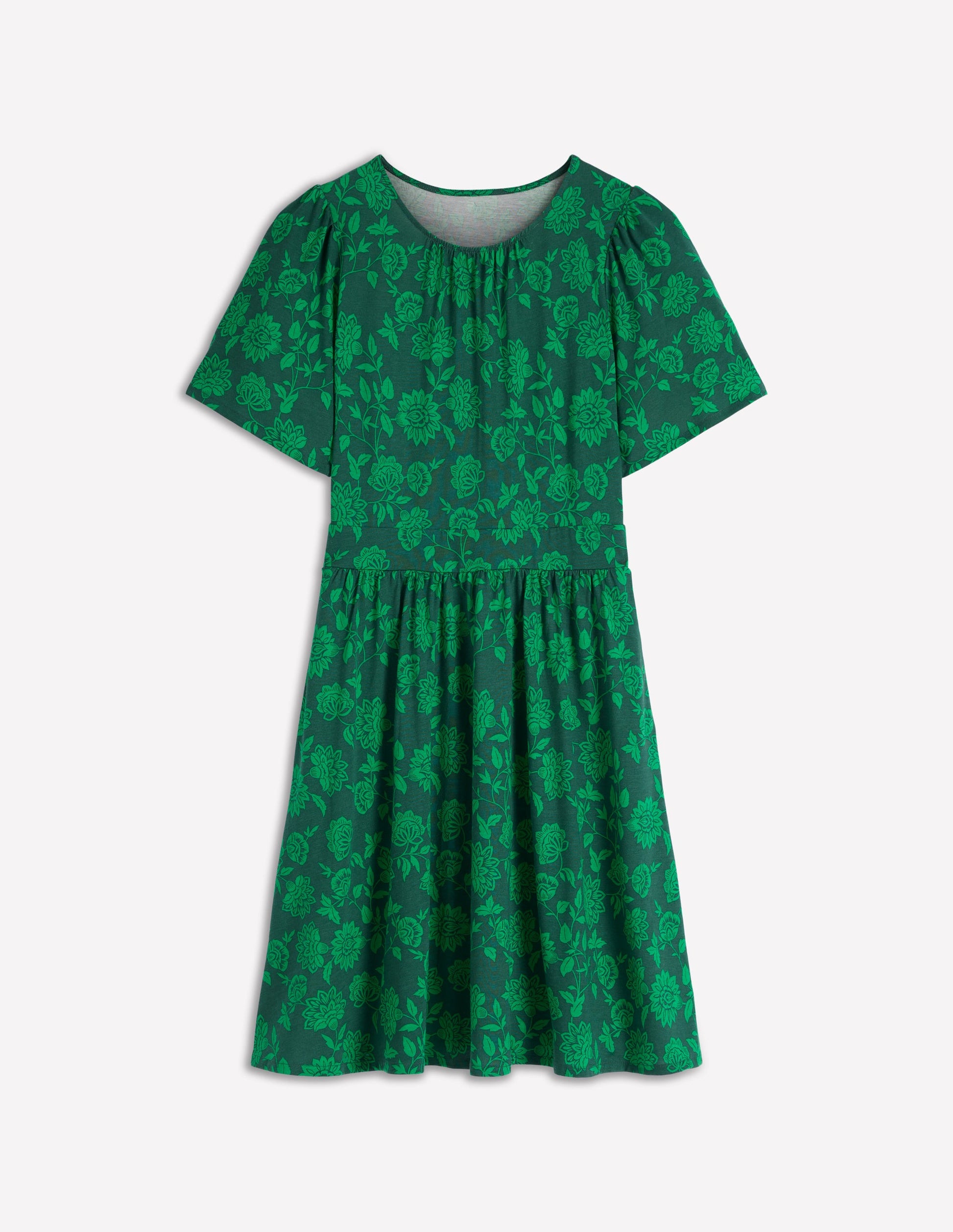 Louisa Kurzes Jerseykleid-Mitternachtsblaugrün, Blumenrausch-6