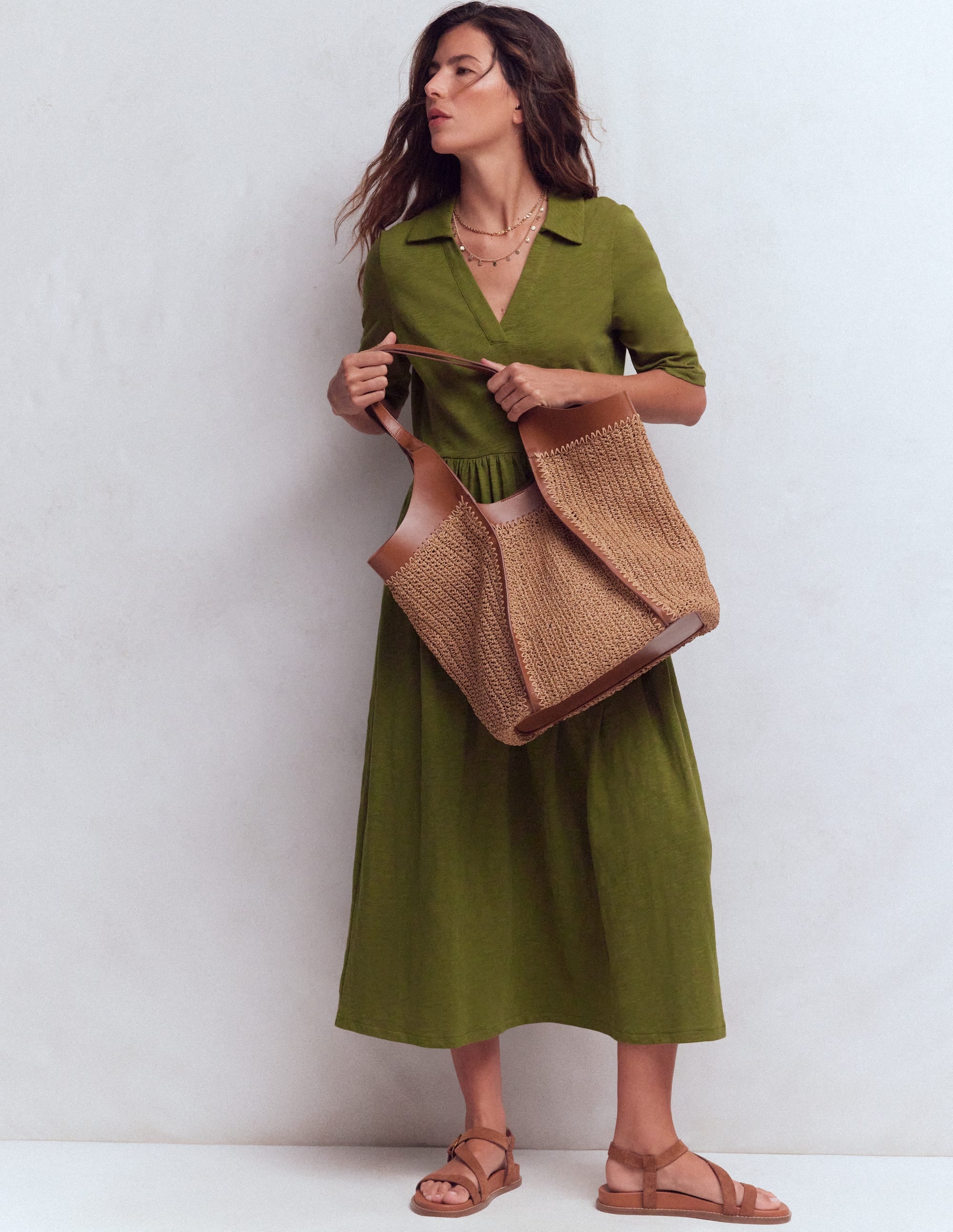 Aria Jerseykleid mit Kragen-Promenadengrün - Image 1