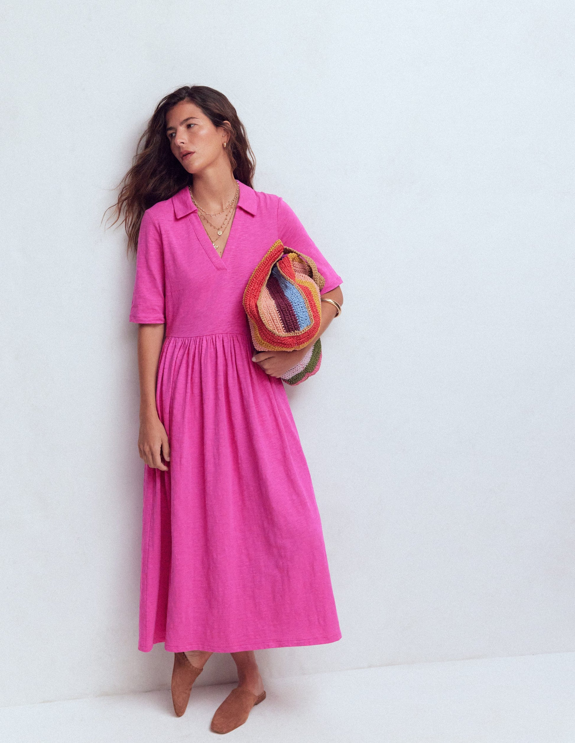 Aria Jerseykleid mit Kragen-Passionsblume-5