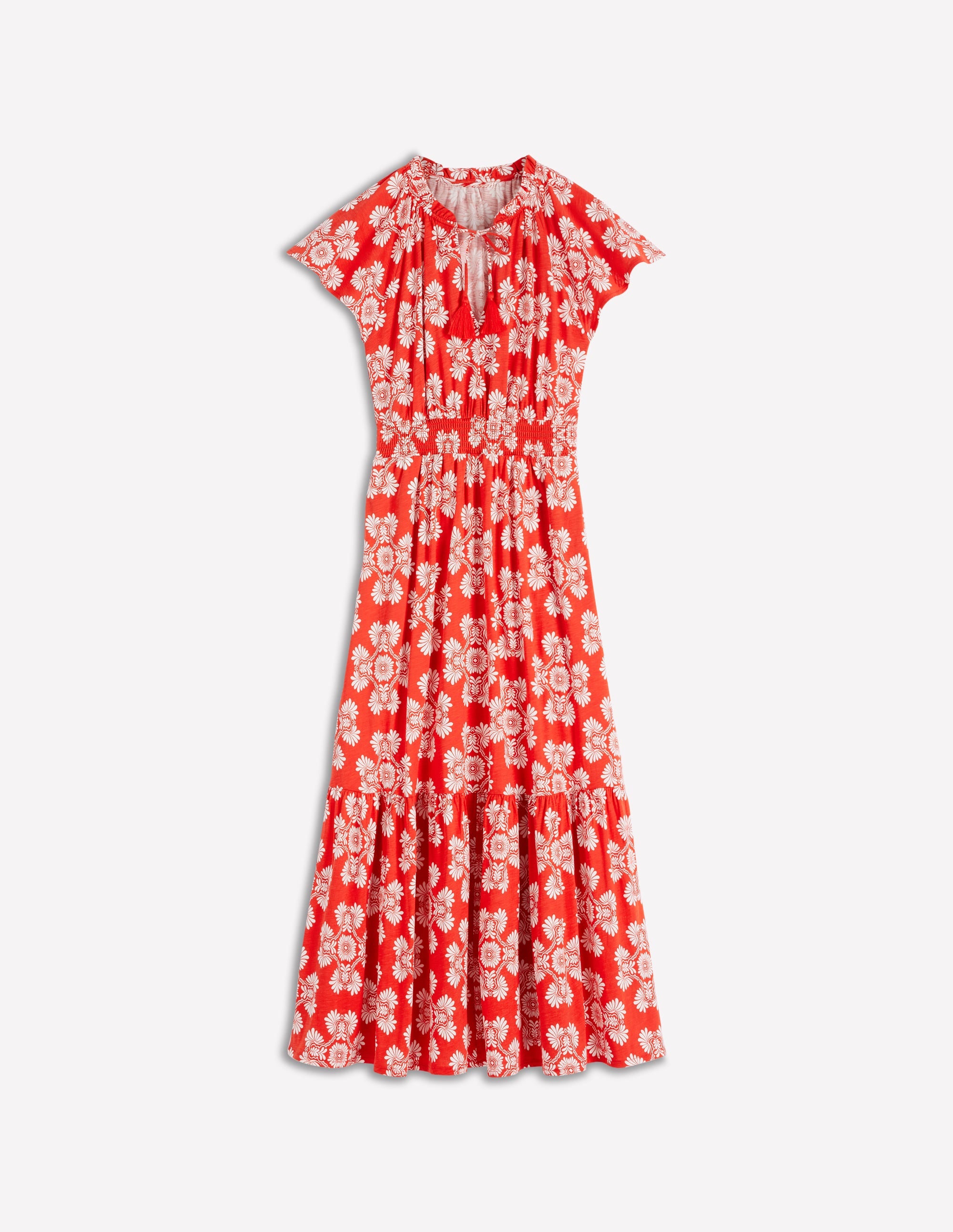 Tala Gestuftes Jersey-Maxikleid-Blutorange, Botanischer Zauber - Image 7