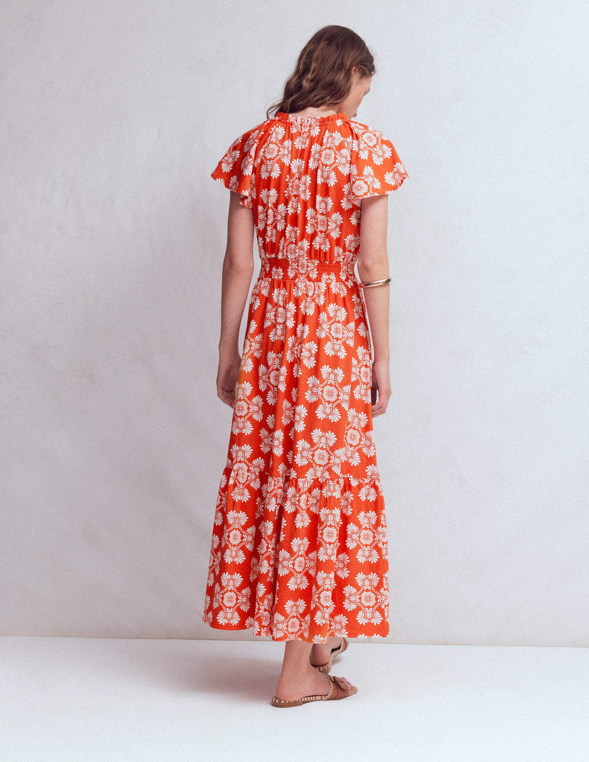 Tala Gestuftes Jersey-Maxikleid-Blutorange, Botanischer Zauber-3