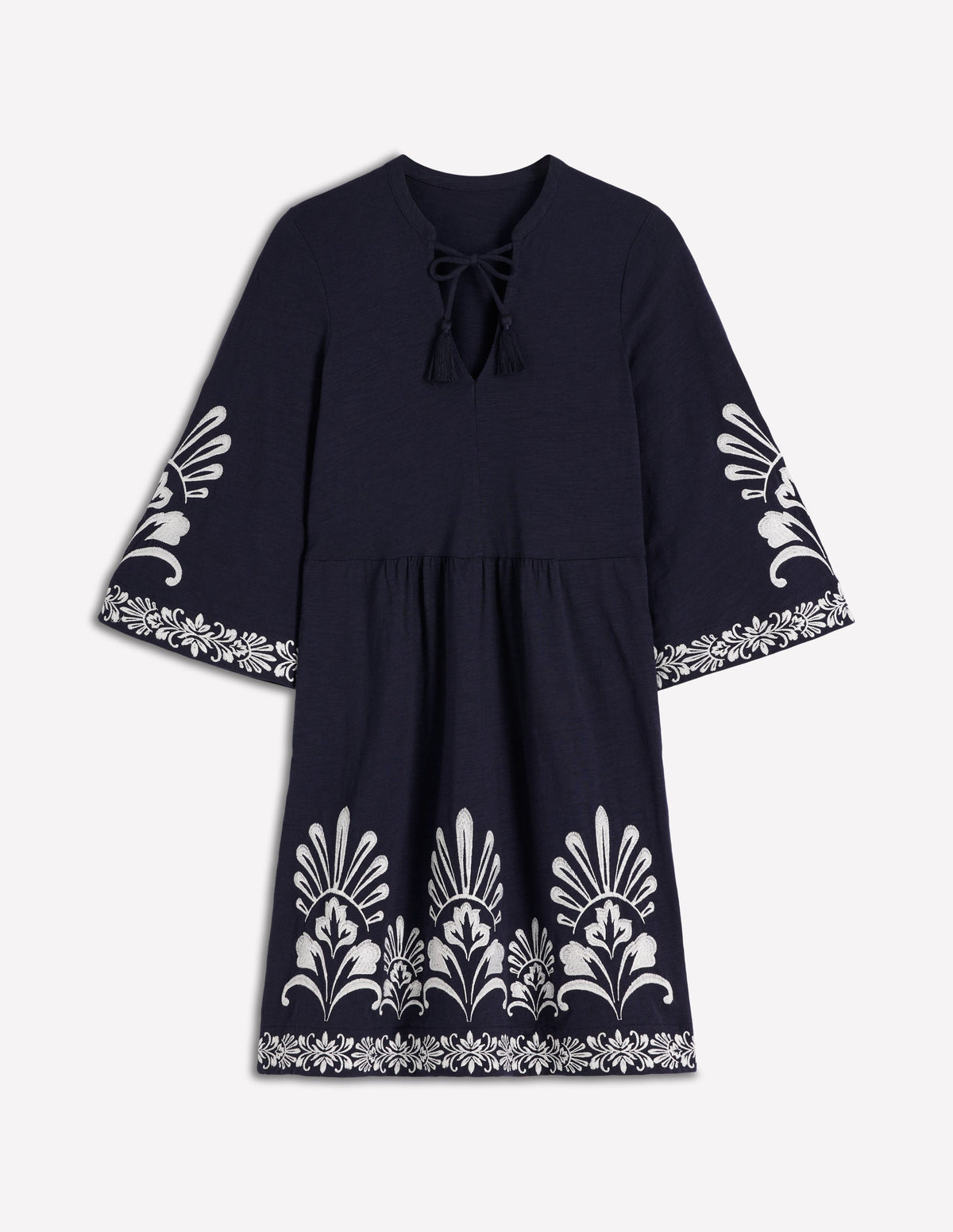 Kurzes Jersey-Kaftankleid-Navy, Stickerei - Image 5