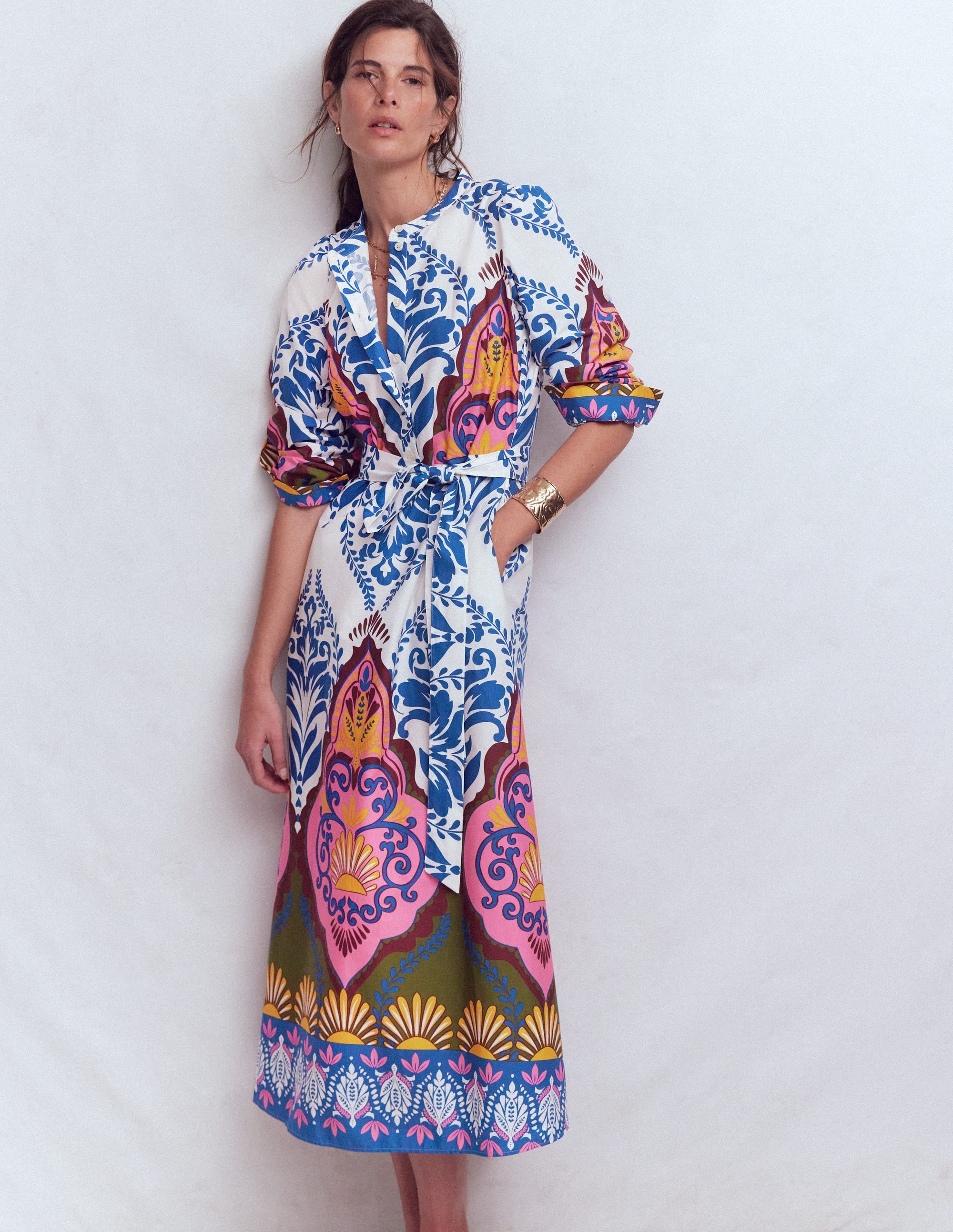 Ava Baumwoll-Midikleid-Bunt, Ziergarten - Image 1