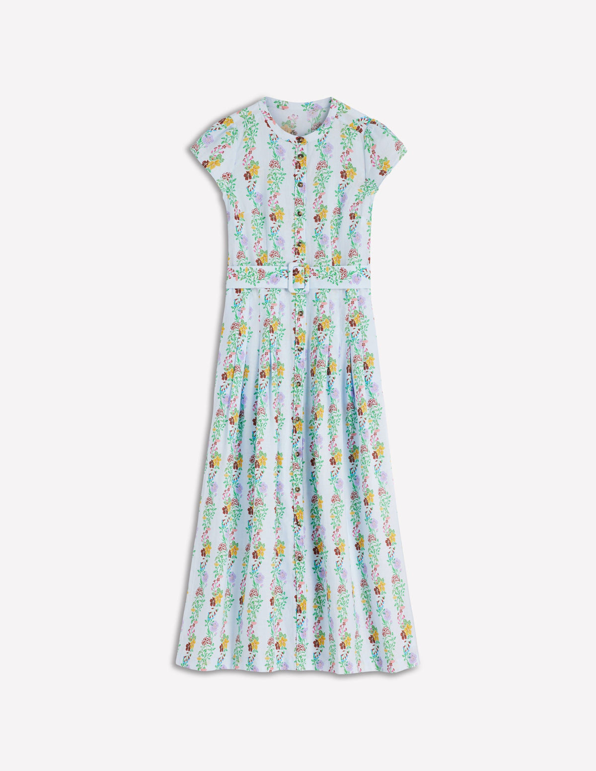 Arabella Kleid aus Leinenmischgewebe-Eiswürfel-Blau, Kaskadenartige Blüten - Image 6