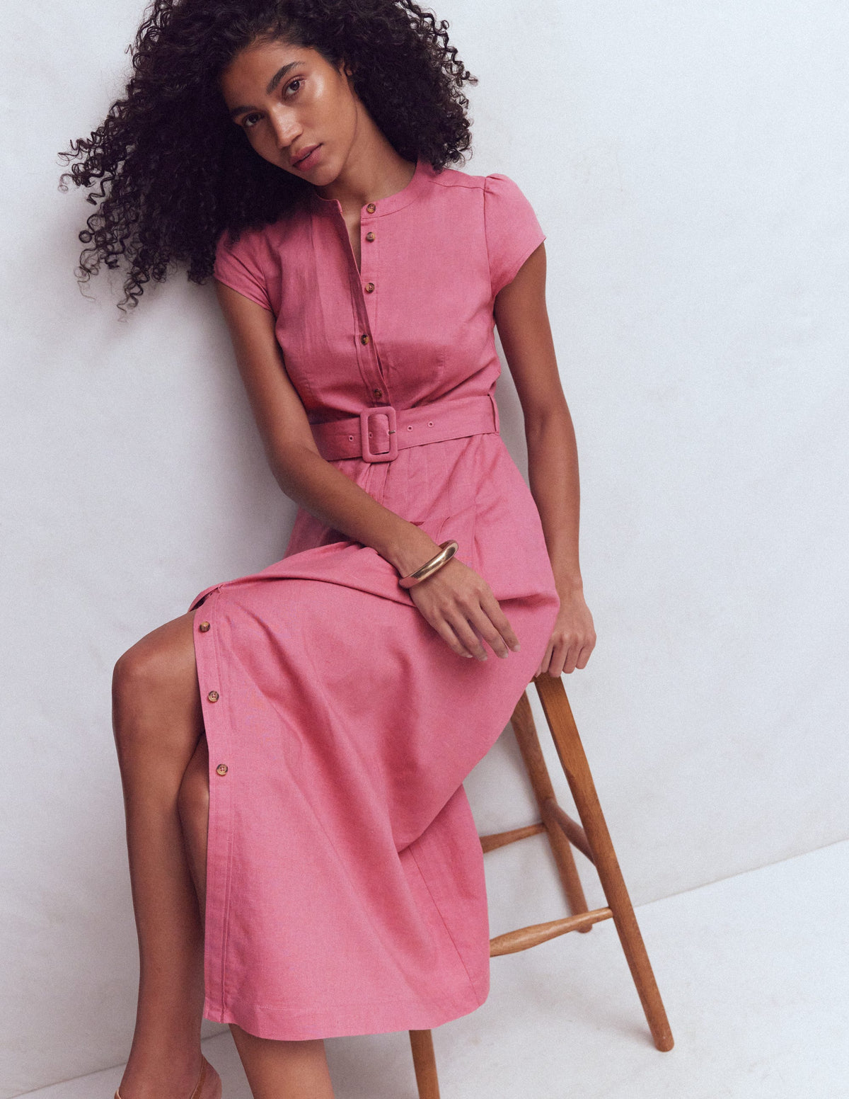 Arabella Kleid aus Leinenmischgewebe-Rosa Heide-1