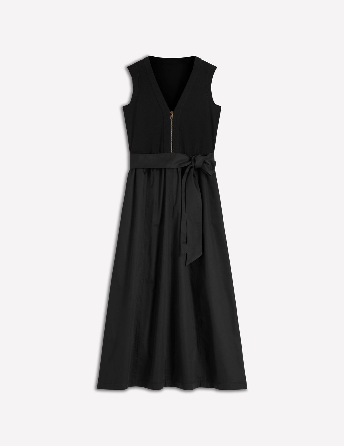 Kleid aus Materialmix mit Reißverschluss vorn-Schwarz-6