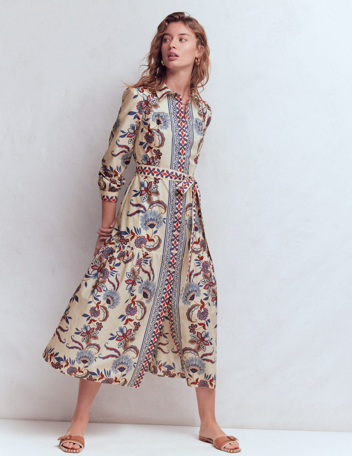 Ellie Maxi-Hemdblusenkleid aus Baumwolle-Eleganter Blütendruck-6