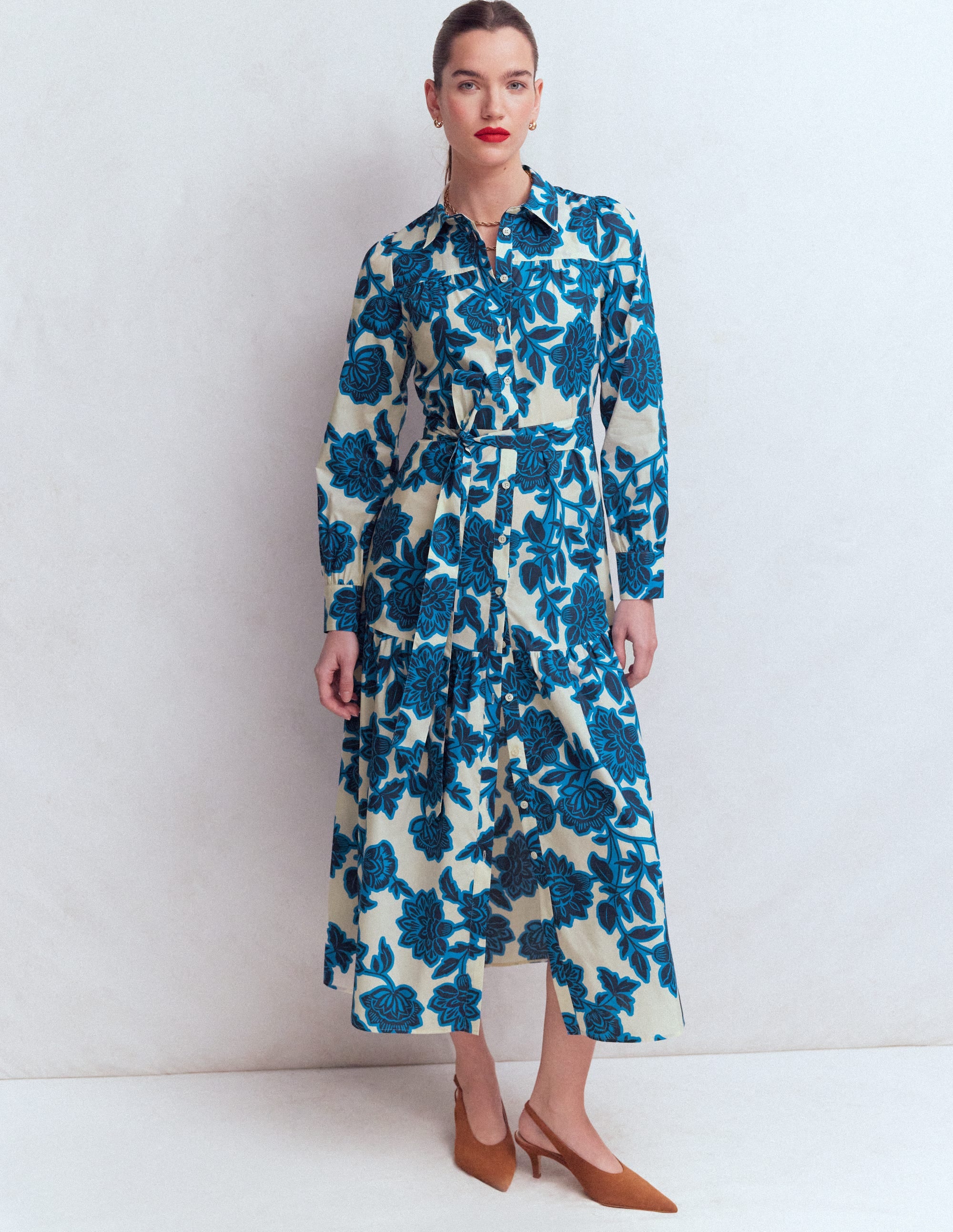 Ellie Maxi-Hemdblusenkleid aus Baumwolle-Naturweiß Blumenrausch - Image 4