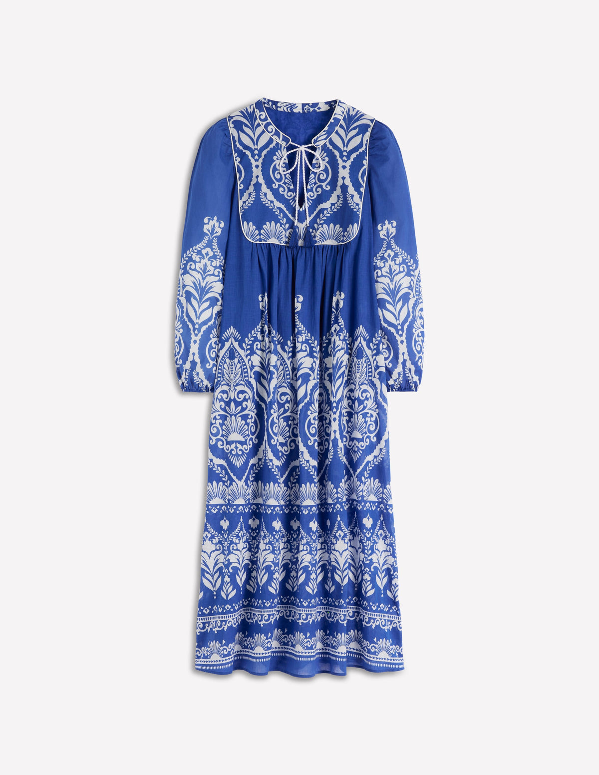 Boho-Kaftan mit Bindeband am Ausschnitt-Blau Ziergarten - Image 6