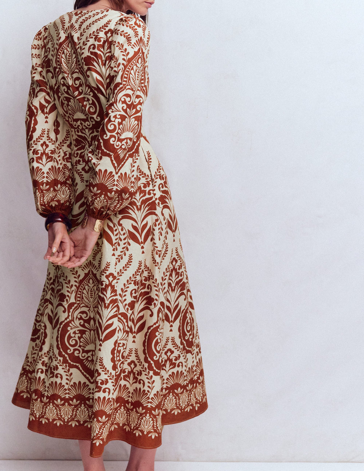 Florence Kleid aus Leinenmischgewebe-Orange, Ziergarten - Image 3