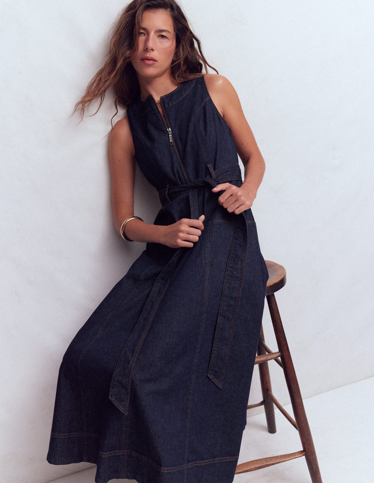 Ärmelloses Jeanskleid mit Reißverschluss-Indigo Gewaschen - Image 1