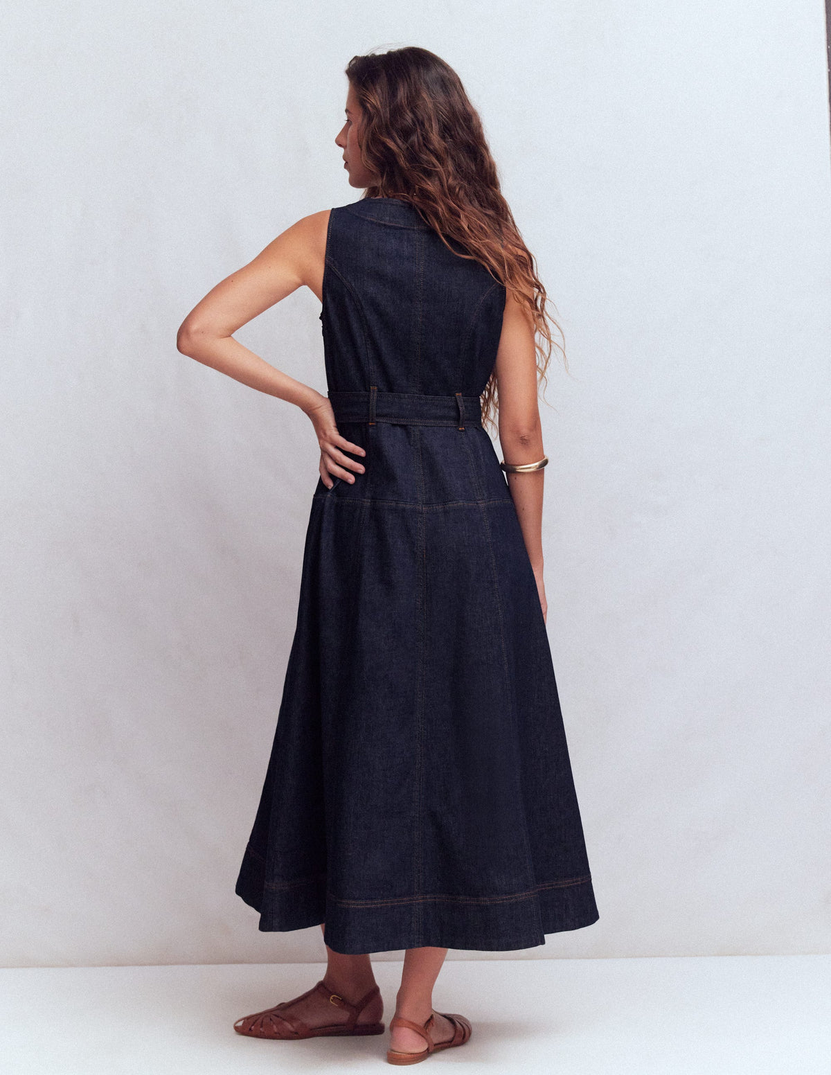 Ärmelloses Jeanskleid mit Reißverschluss-Indigo Gewaschen-3