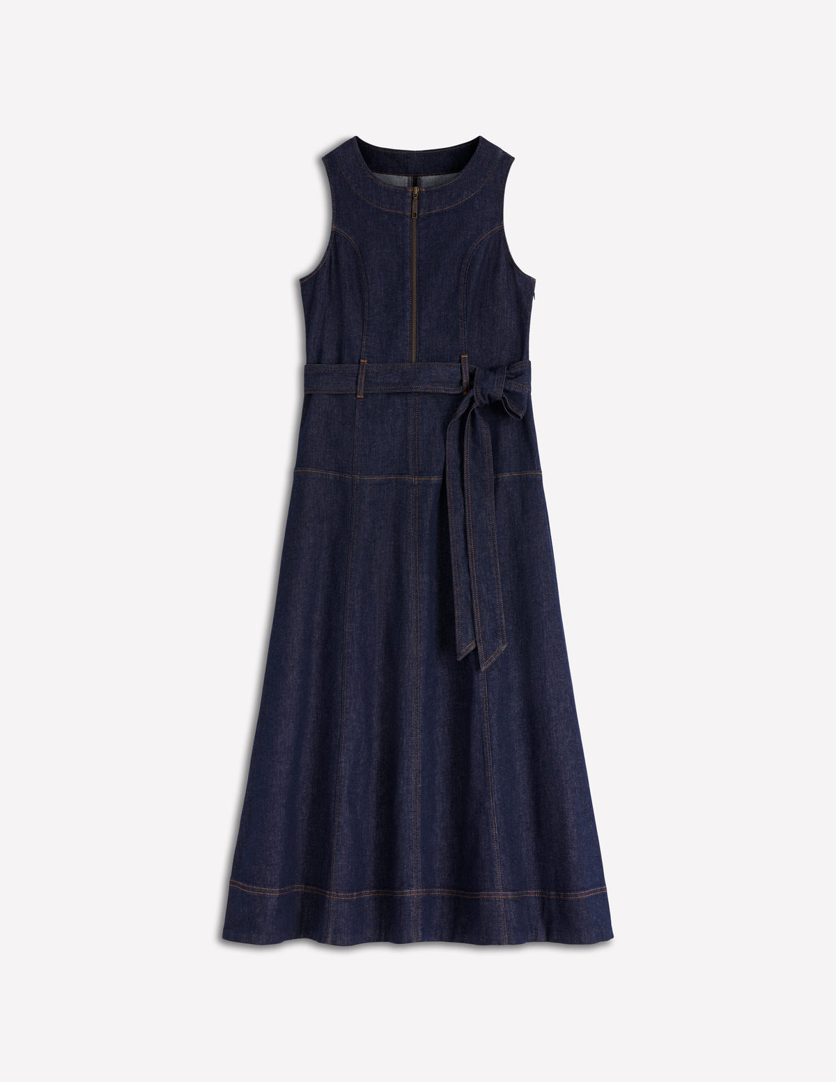 Ärmelloses Jeanskleid mit Reißverschluss-Indigo Gewaschen-6