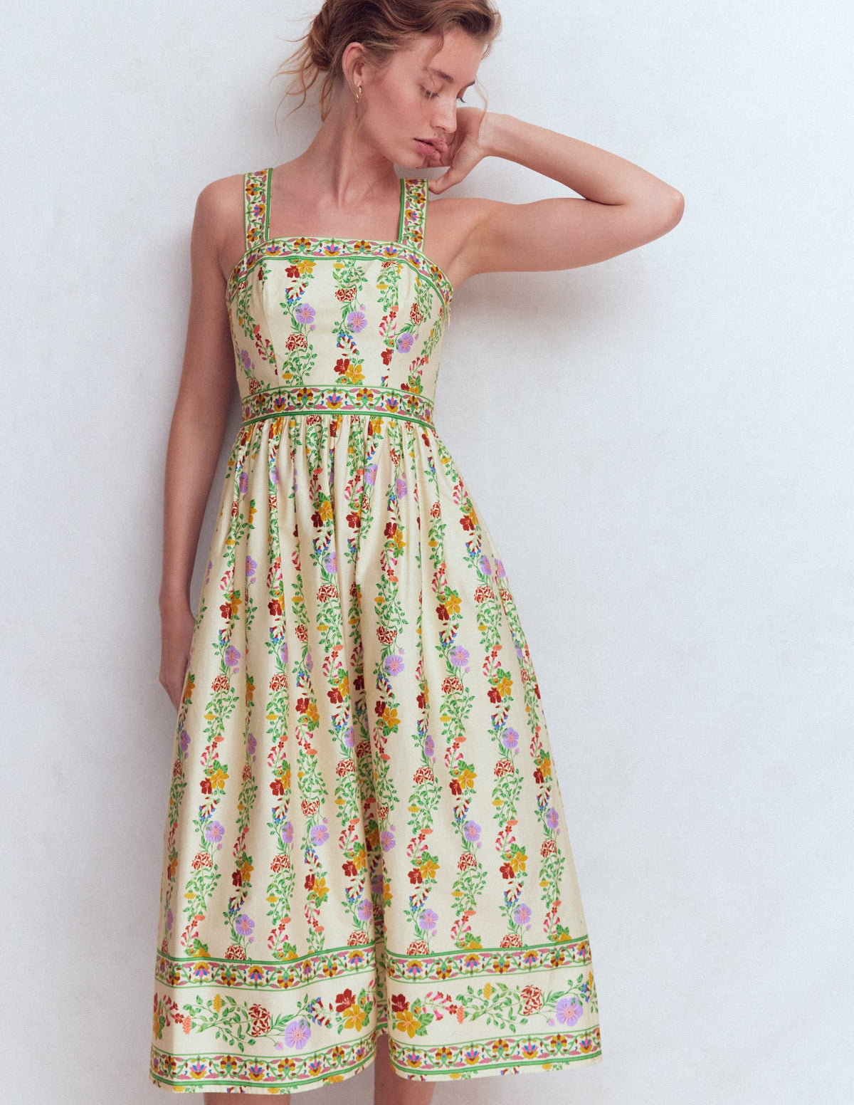 Kleid mit eckigem Ausschnitt für besondere Anlässe-Naturweiß, Kaskadenartige Blüten - Image 1