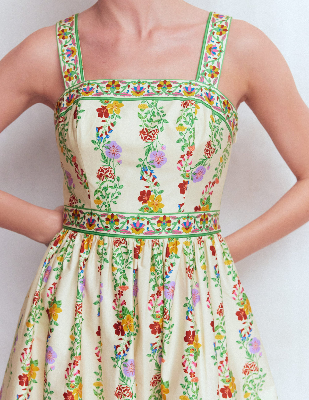 Kleid mit eckigem Ausschnitt für besondere Anlässe-Naturweiß, Kaskadenartige Blüten - Image 2