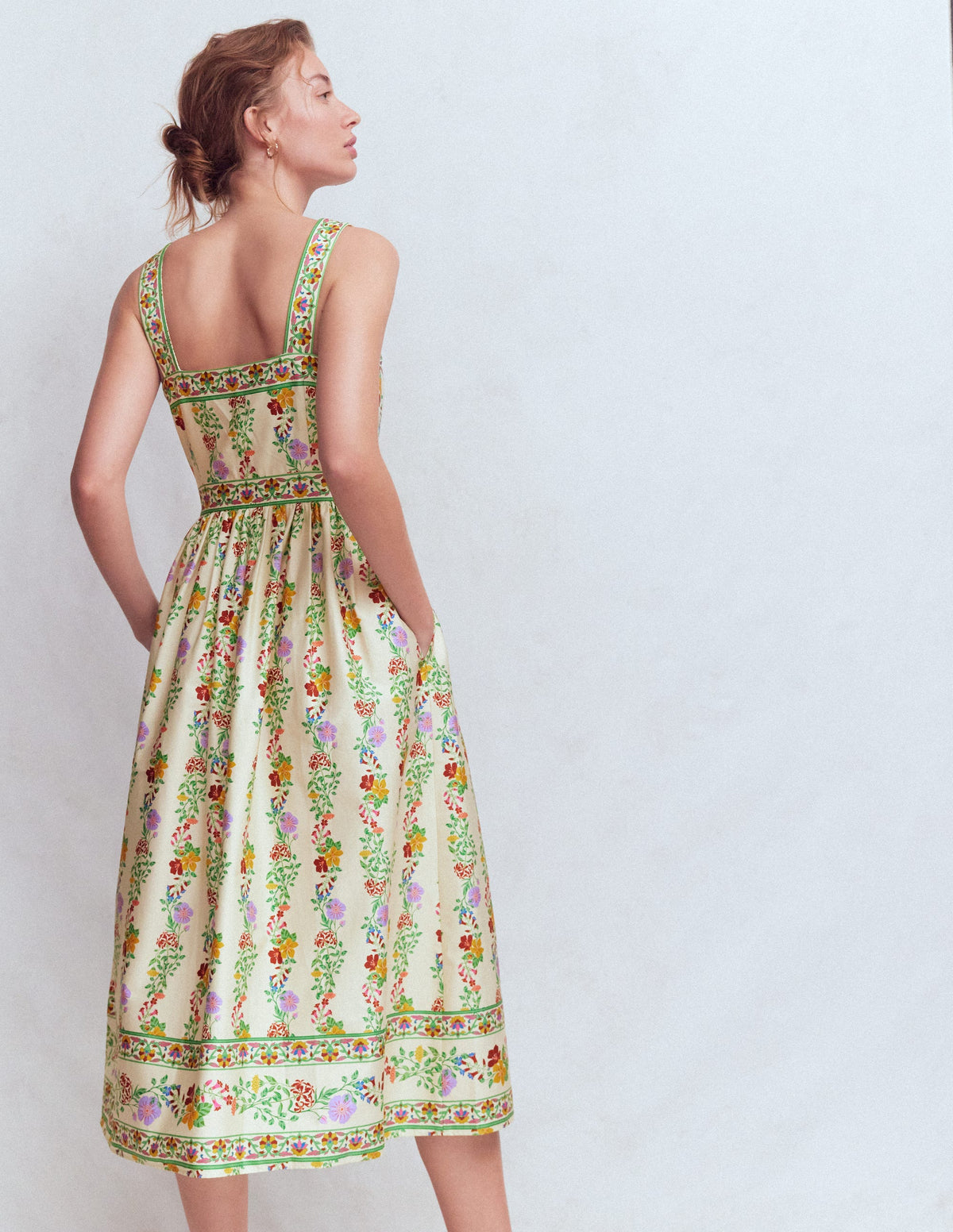 Kleid mit eckigem Ausschnitt für besondere Anlässe-Naturweiß, Kaskadenartige Blüten - Image 3