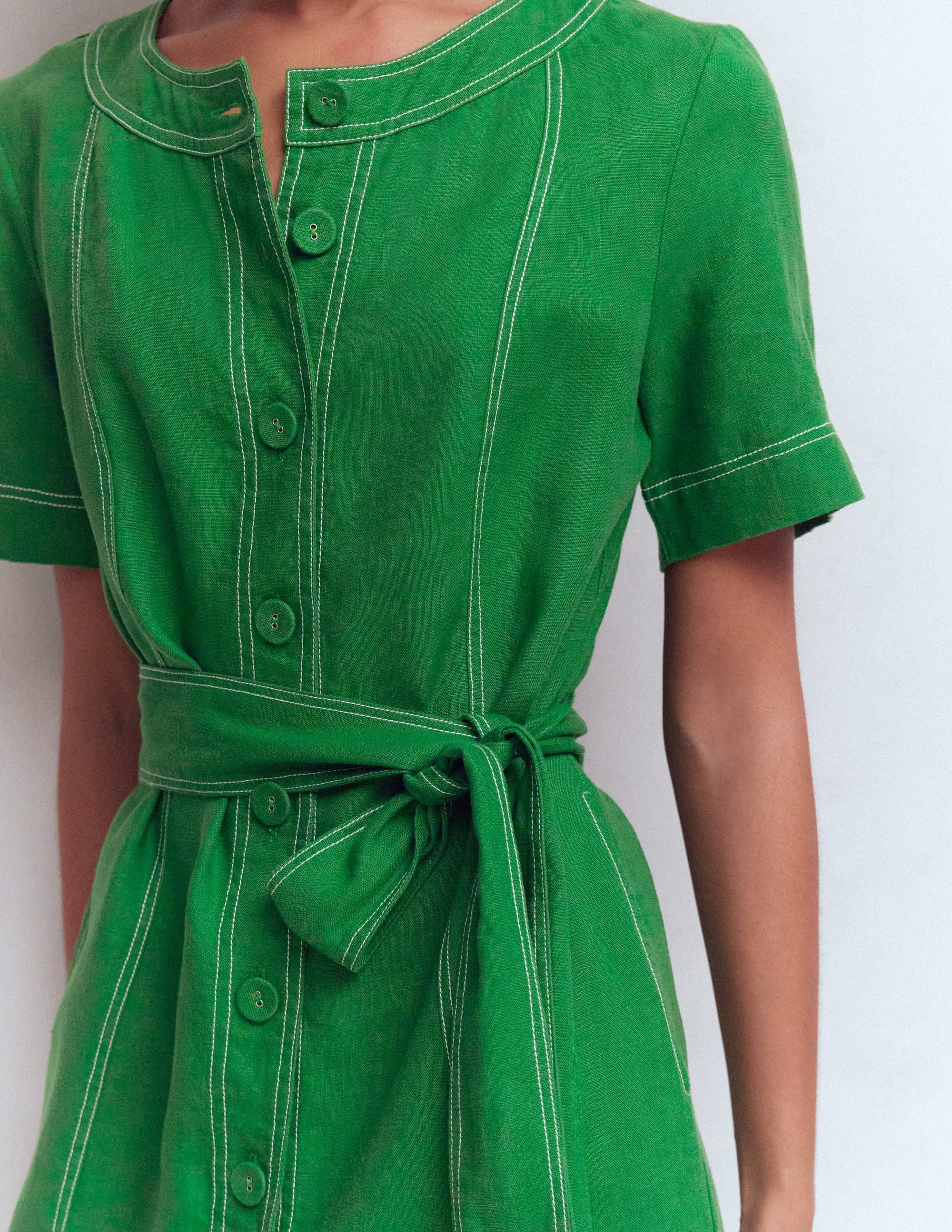 Callie Kurzes Leinenkleid-Highland-Grün - Image 2