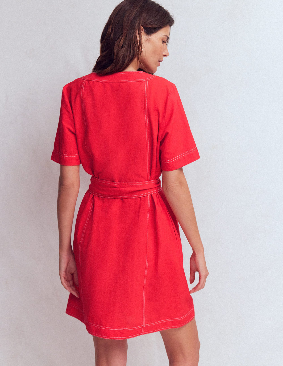 Callie Kurzes Leinenkleid-Leuchtende Kirsche - Image 3