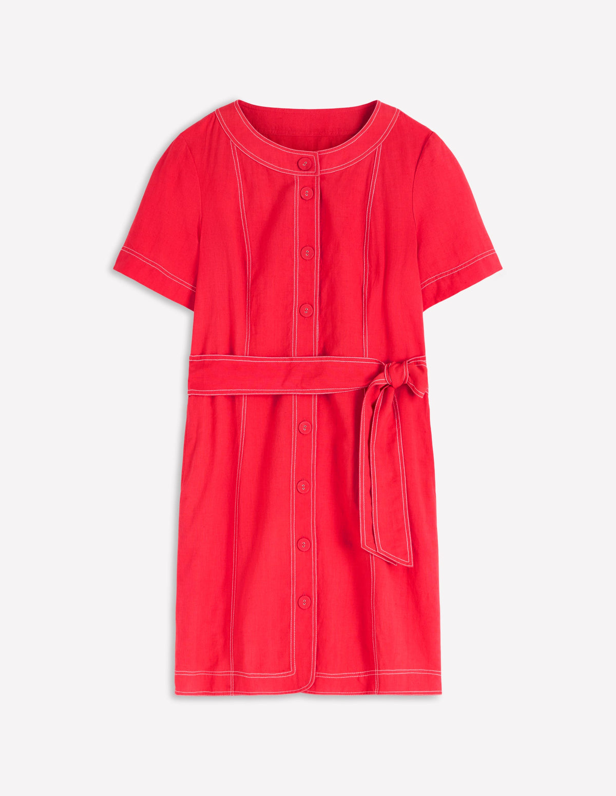 Callie Kurzes Leinenkleid-Leuchtende Kirsche-5