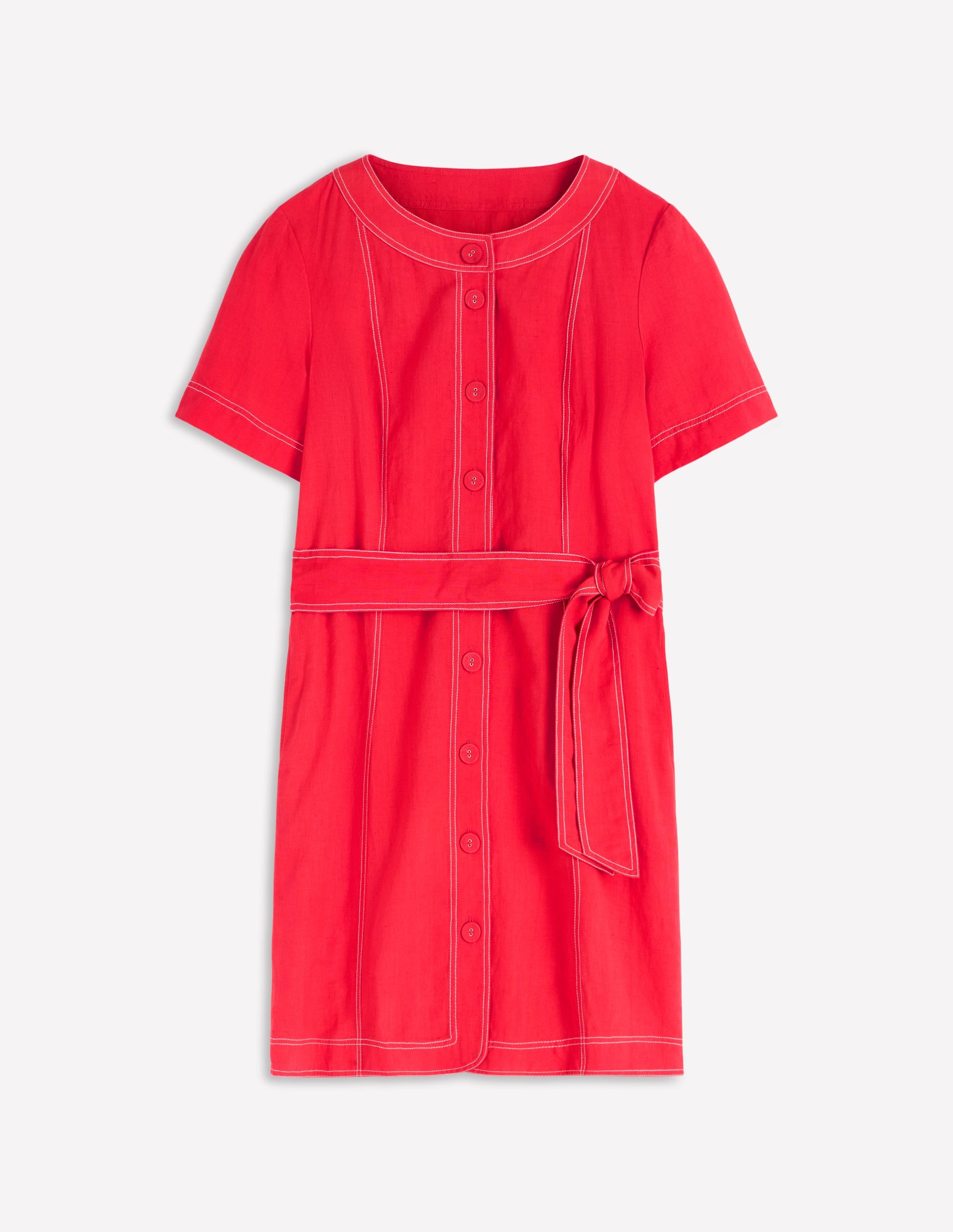 Callie Kurzes Leinenkleid-Leuchtende Kirsche - Image 5