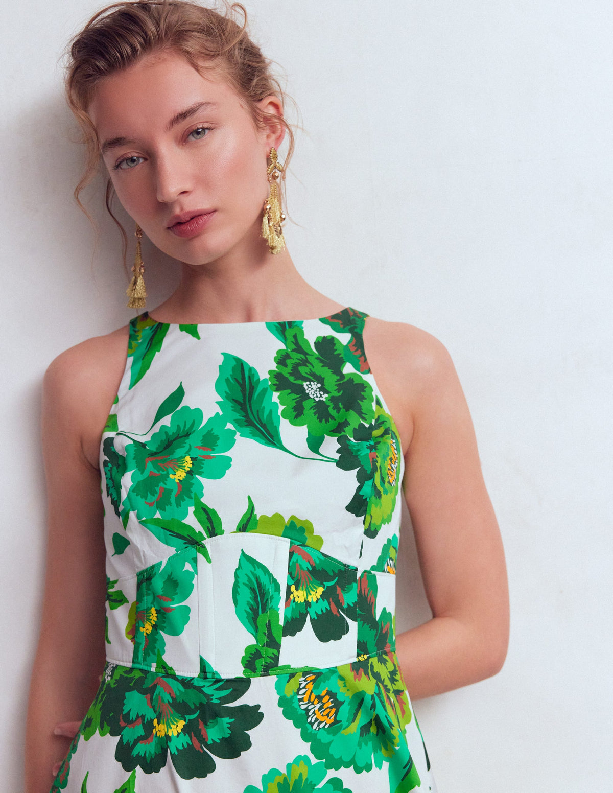 Silvia Boned Bodice Maxi Dress-Green Opulent Blossom - Image 2
