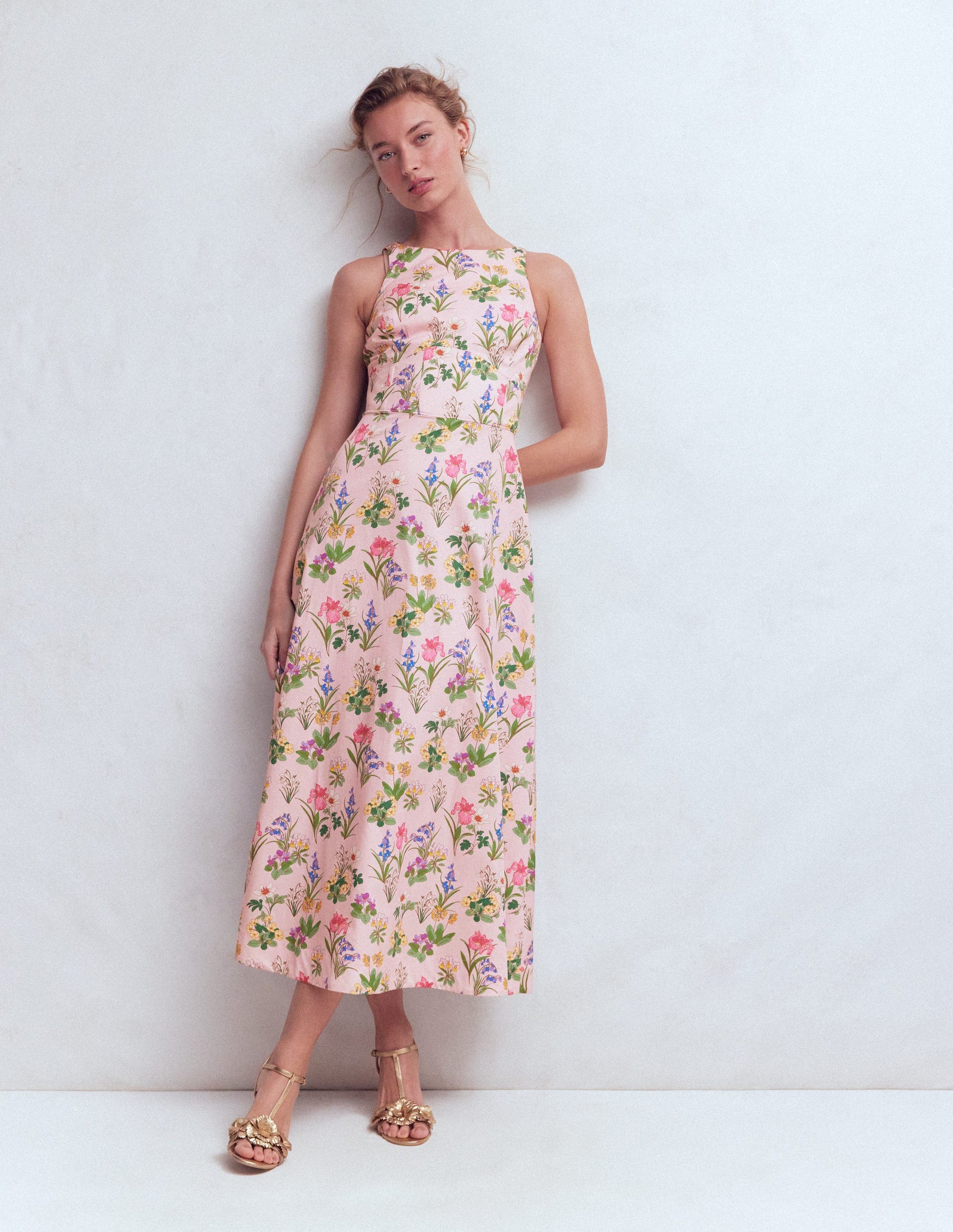 Silvia Maxikleid mit Korsettstäbchen am Oberteil-Französisches Rosa, Zarte Blüten-4