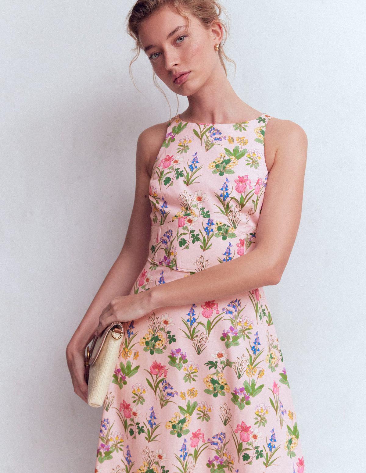 Silvia Maxikleid mit Korsettstäbchen am Oberteil-Französisches Rosa, Zarte Blüten-5