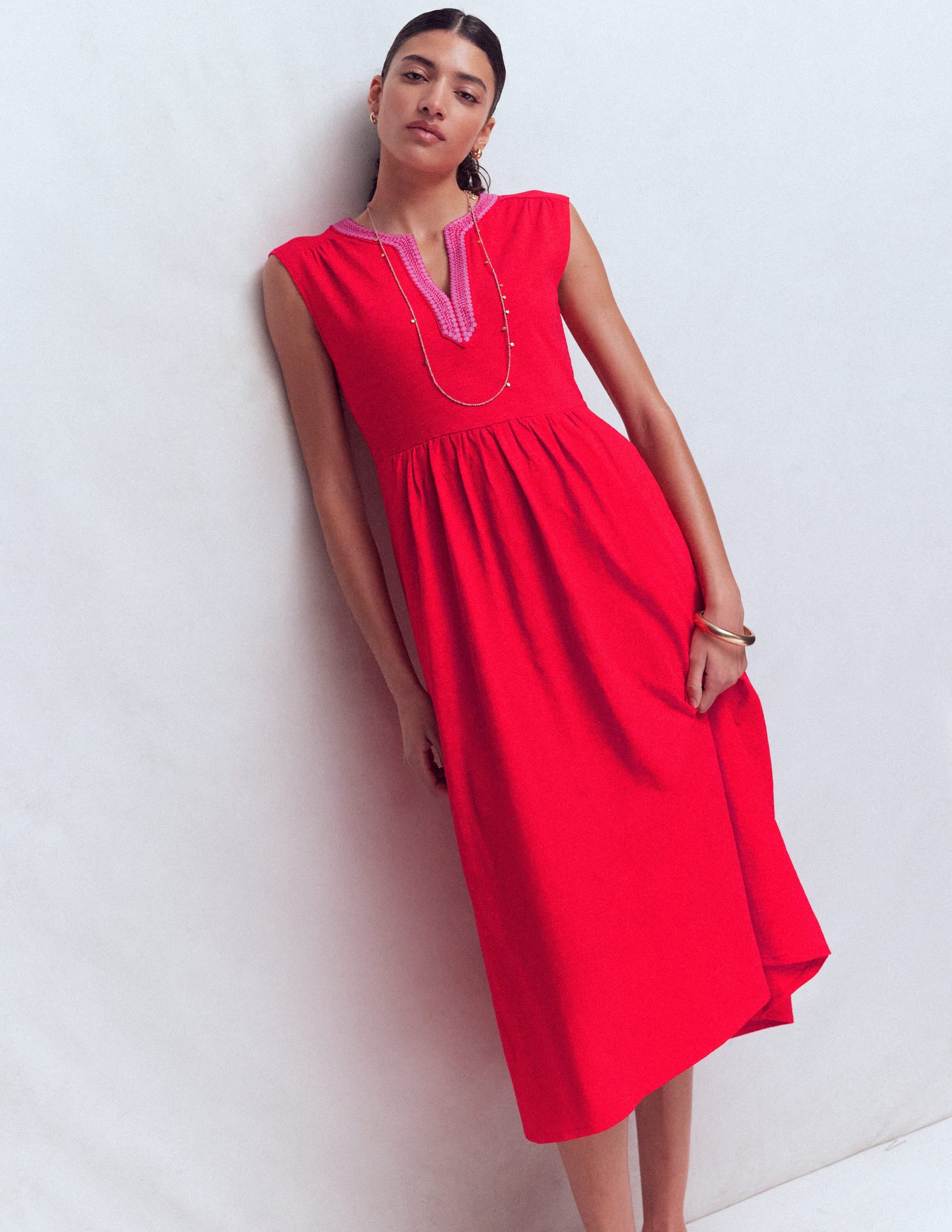 May Jersey-Midikleid-Mohnblumenrot - Image 1