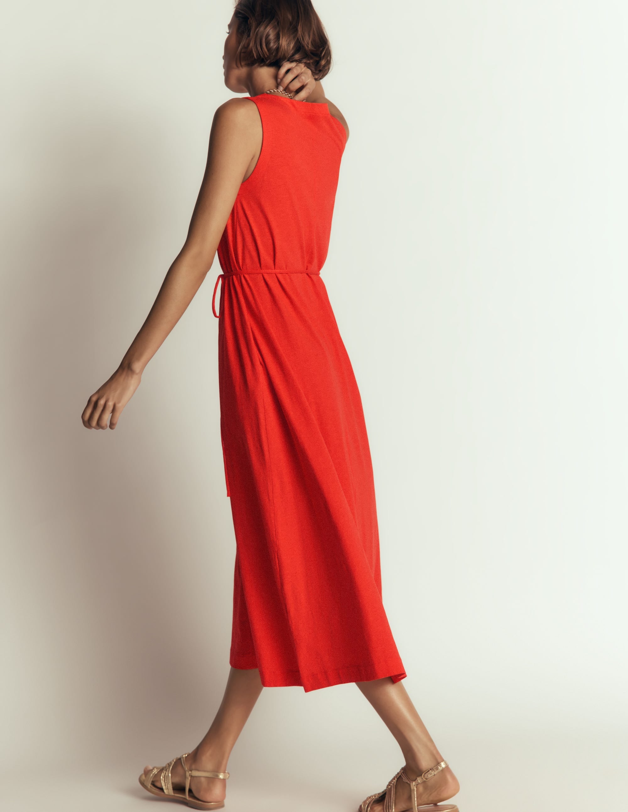 Mia Jersey-Midikleid mit V-Ausschnitt-Knallrot - Image 3